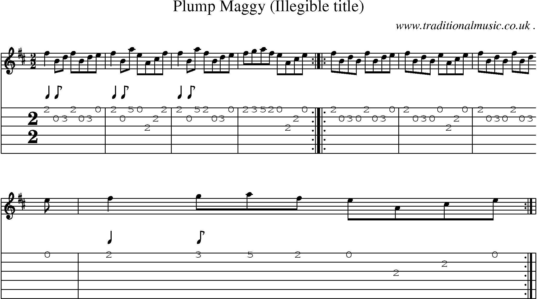 Sheet-Music and Guitar Tabs for Plump Maggy (illegible Title)