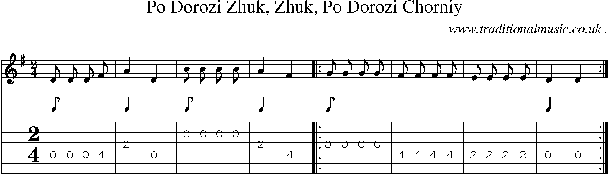 Sheet-Music and Guitar Tabs for Po Dorozi Zhuk Zhuk Po Dorozi Chorniy