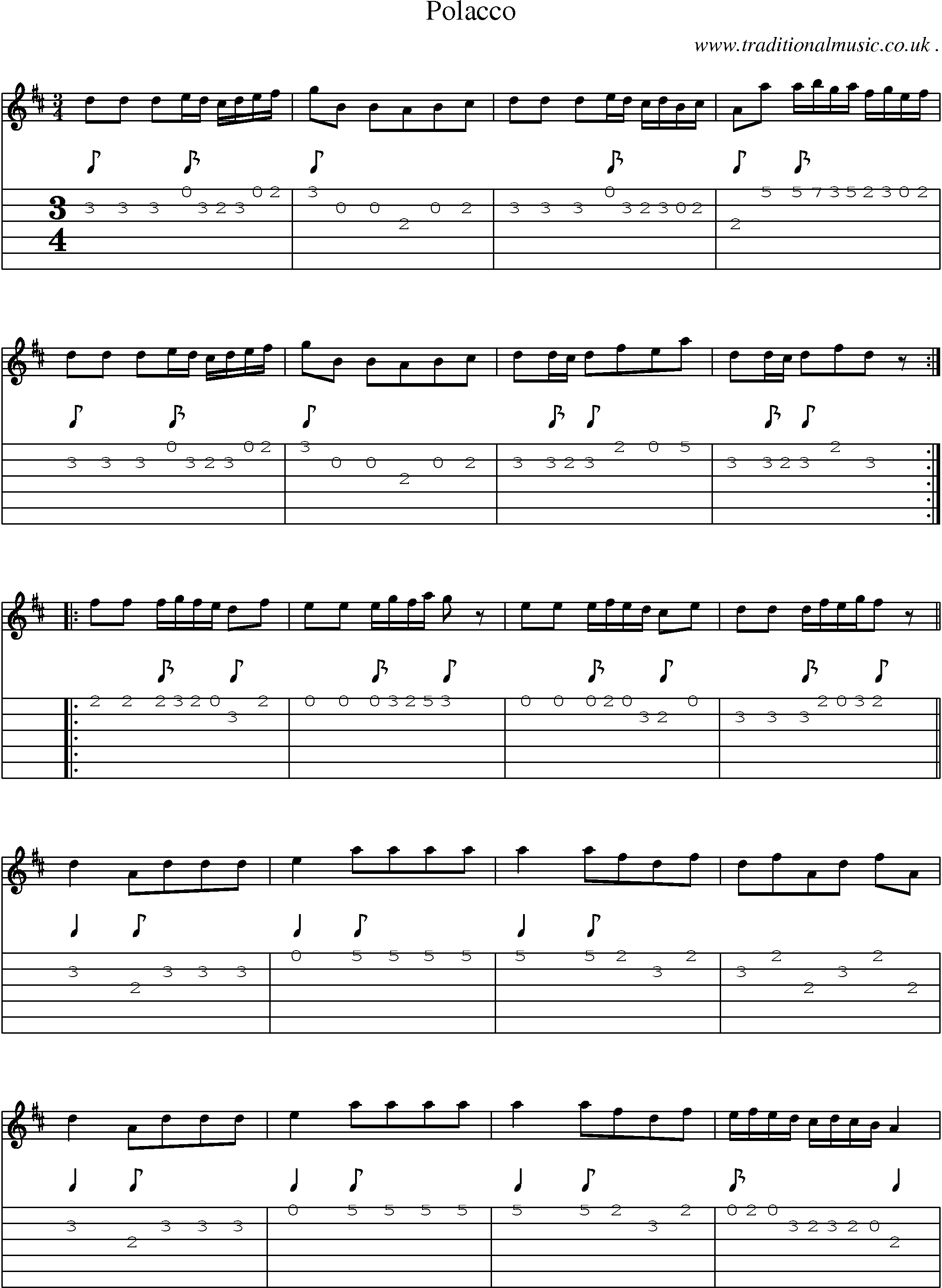Sheet-Music and Guitar Tabs for Polacco