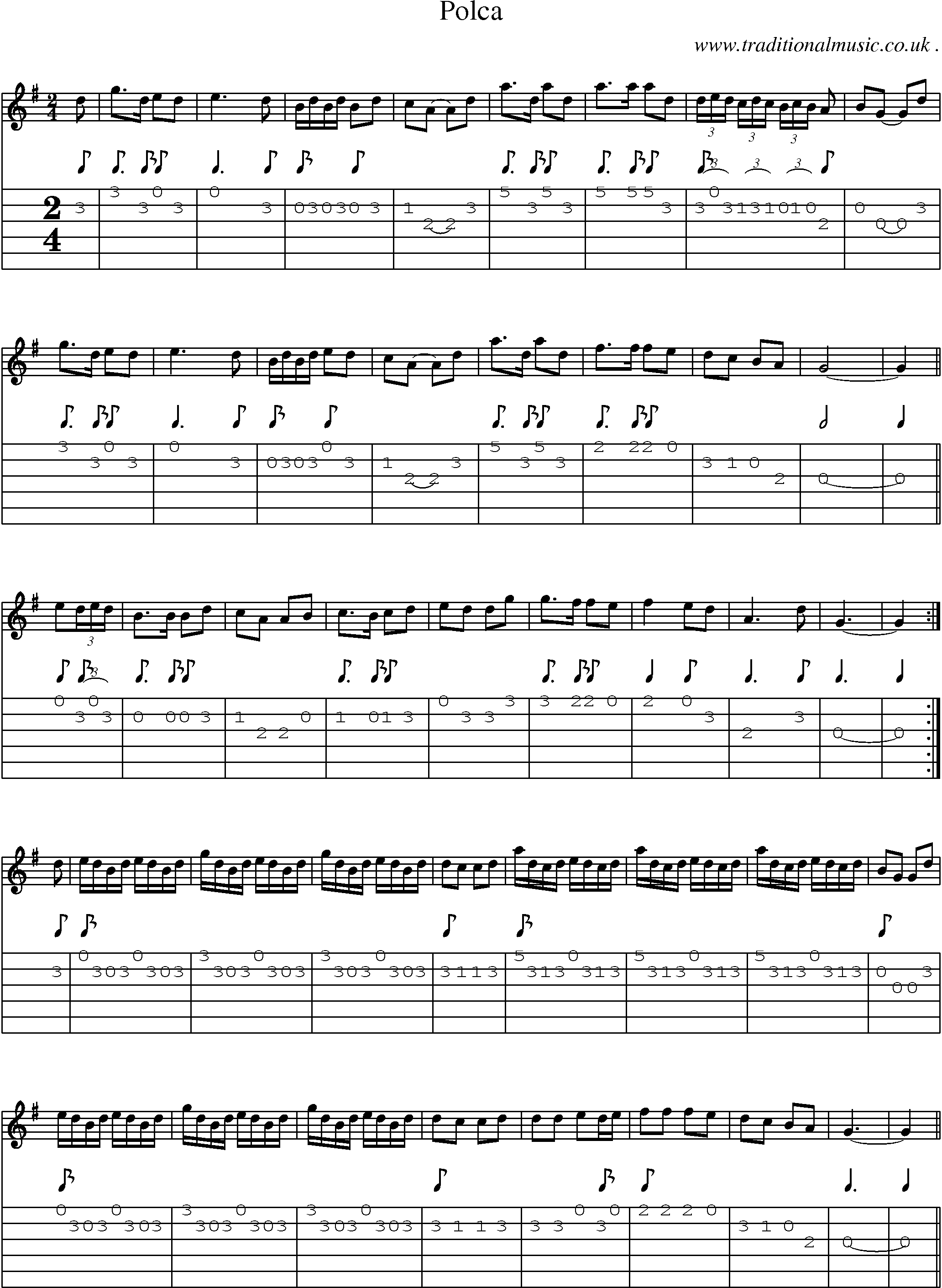Sheet-Music and Guitar Tabs for Polca