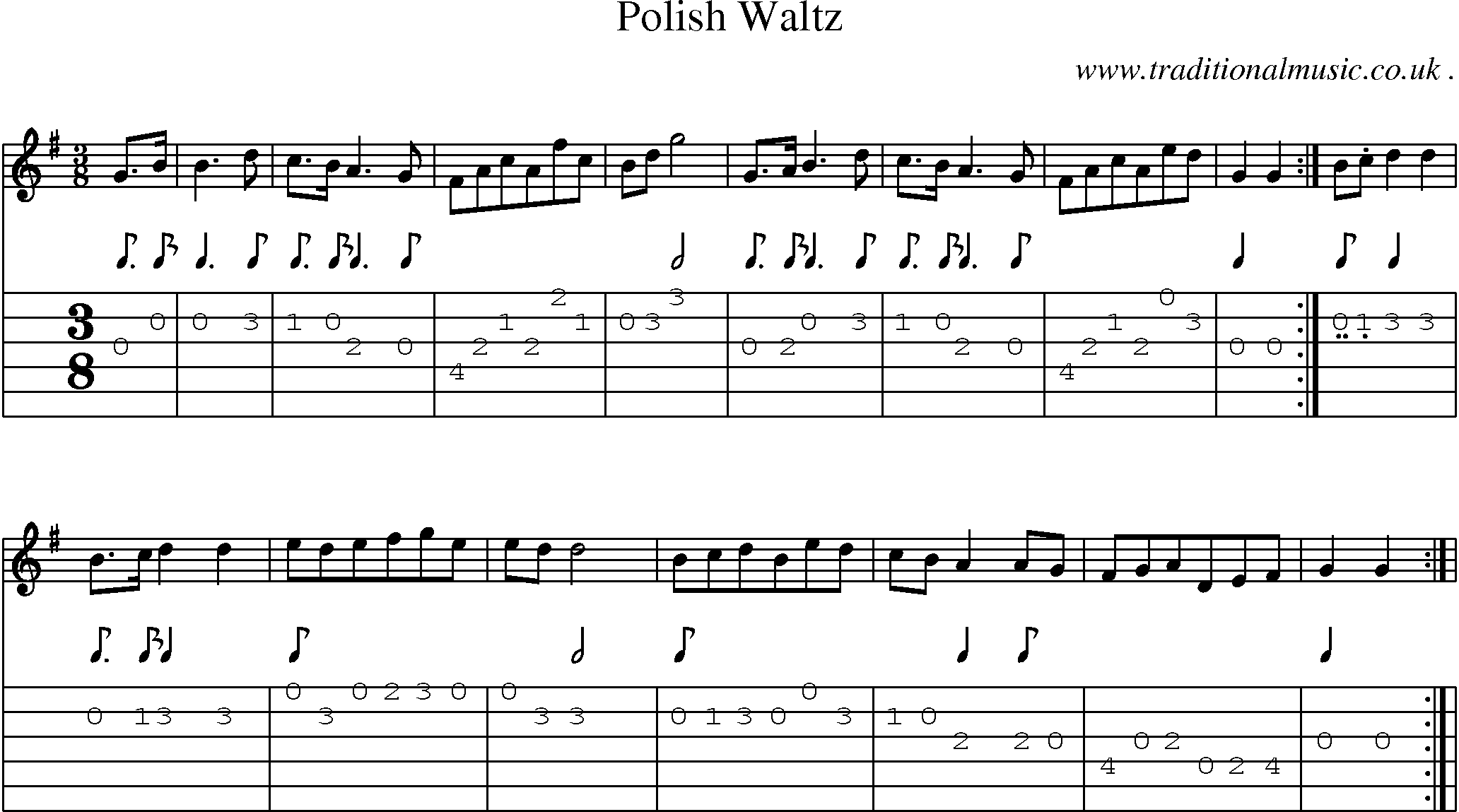Sheet-Music and Guitar Tabs for Polish Waltz