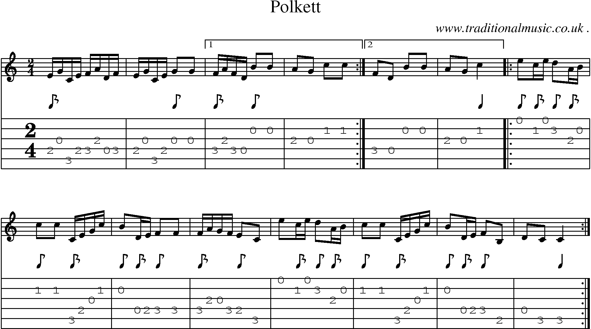 Sheet-Music and Guitar Tabs for Polkett