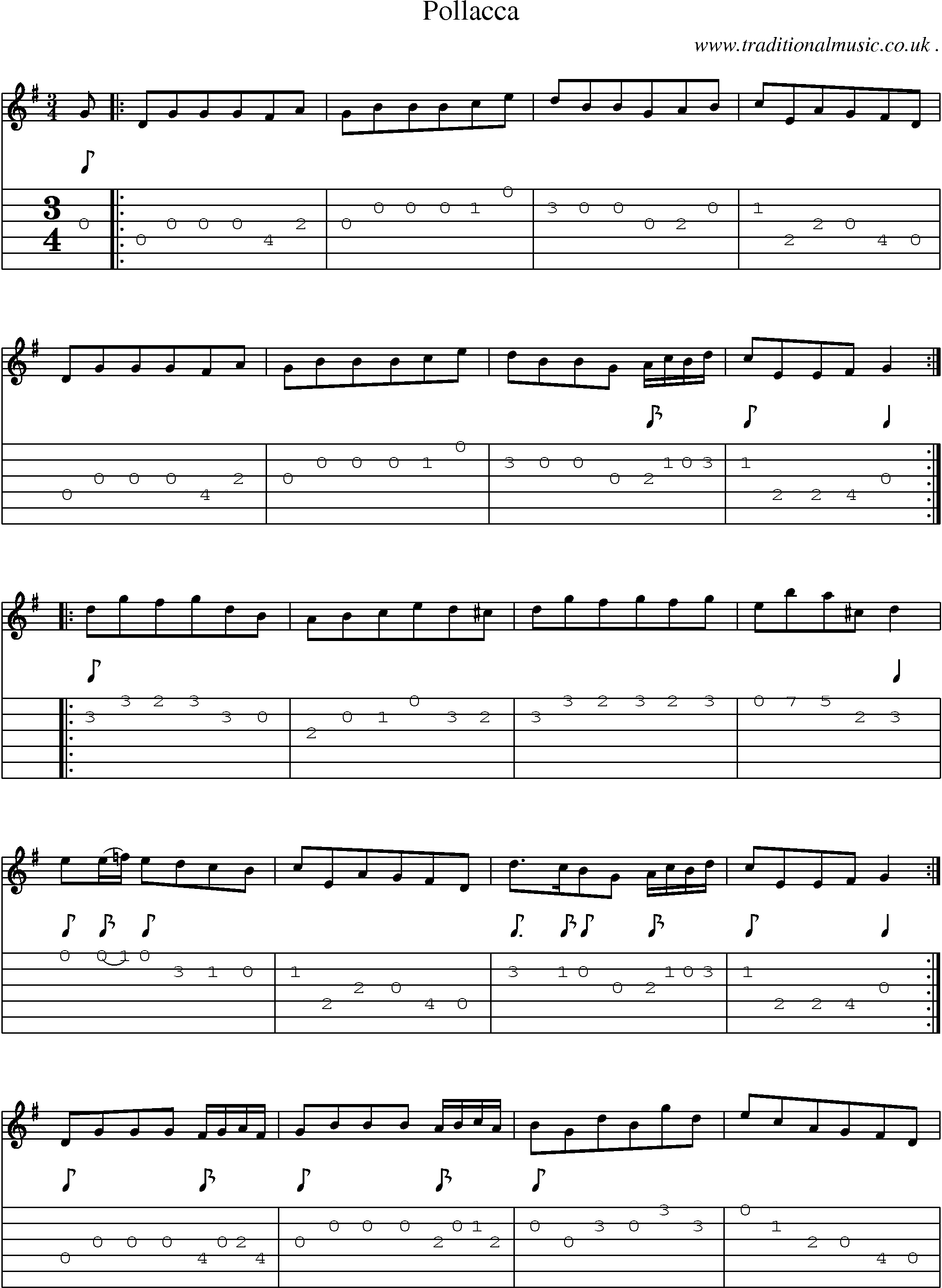 Sheet-Music and Guitar Tabs for Pollacca