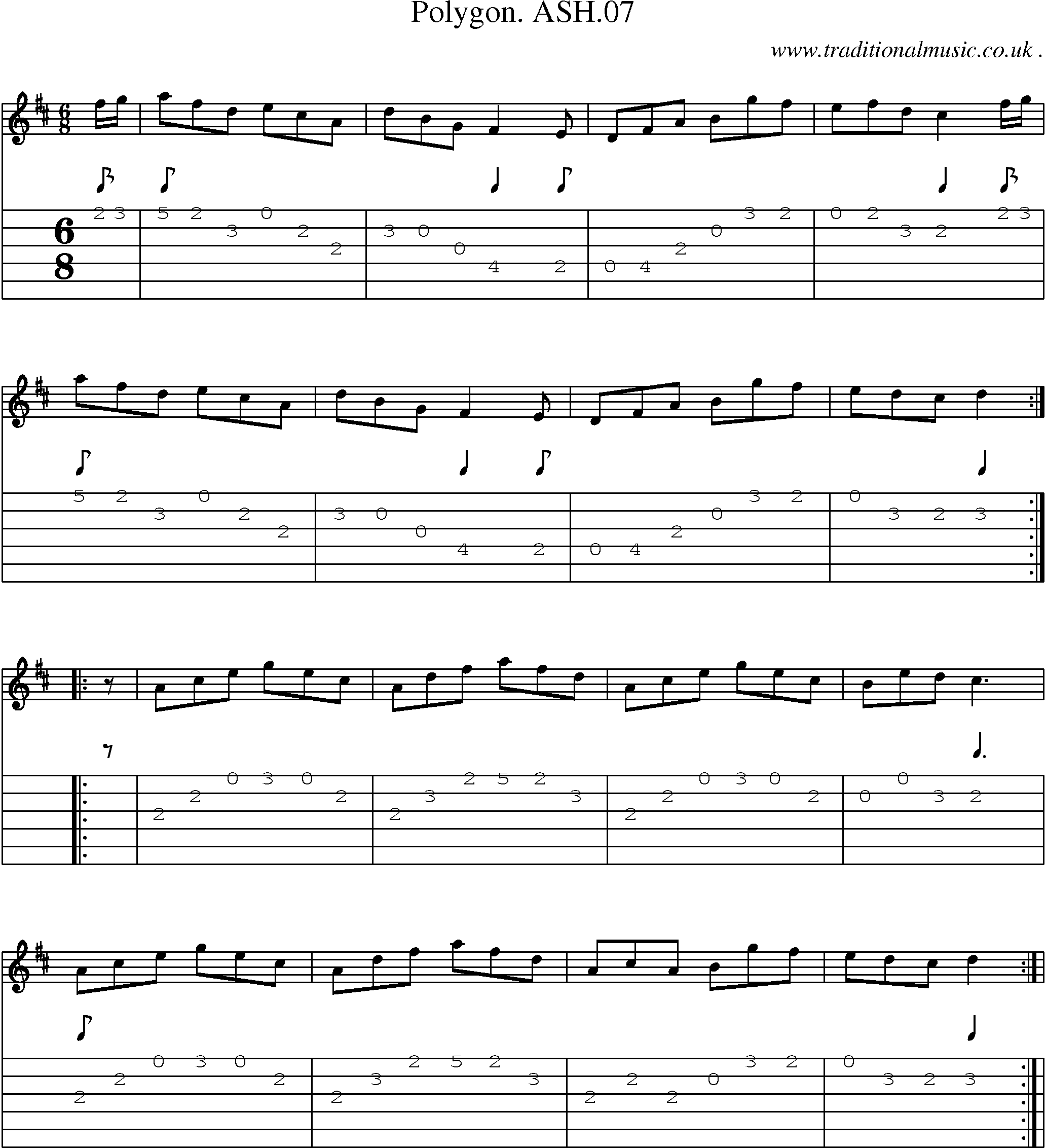 Sheet-Music and Guitar Tabs for Polygon Ash07