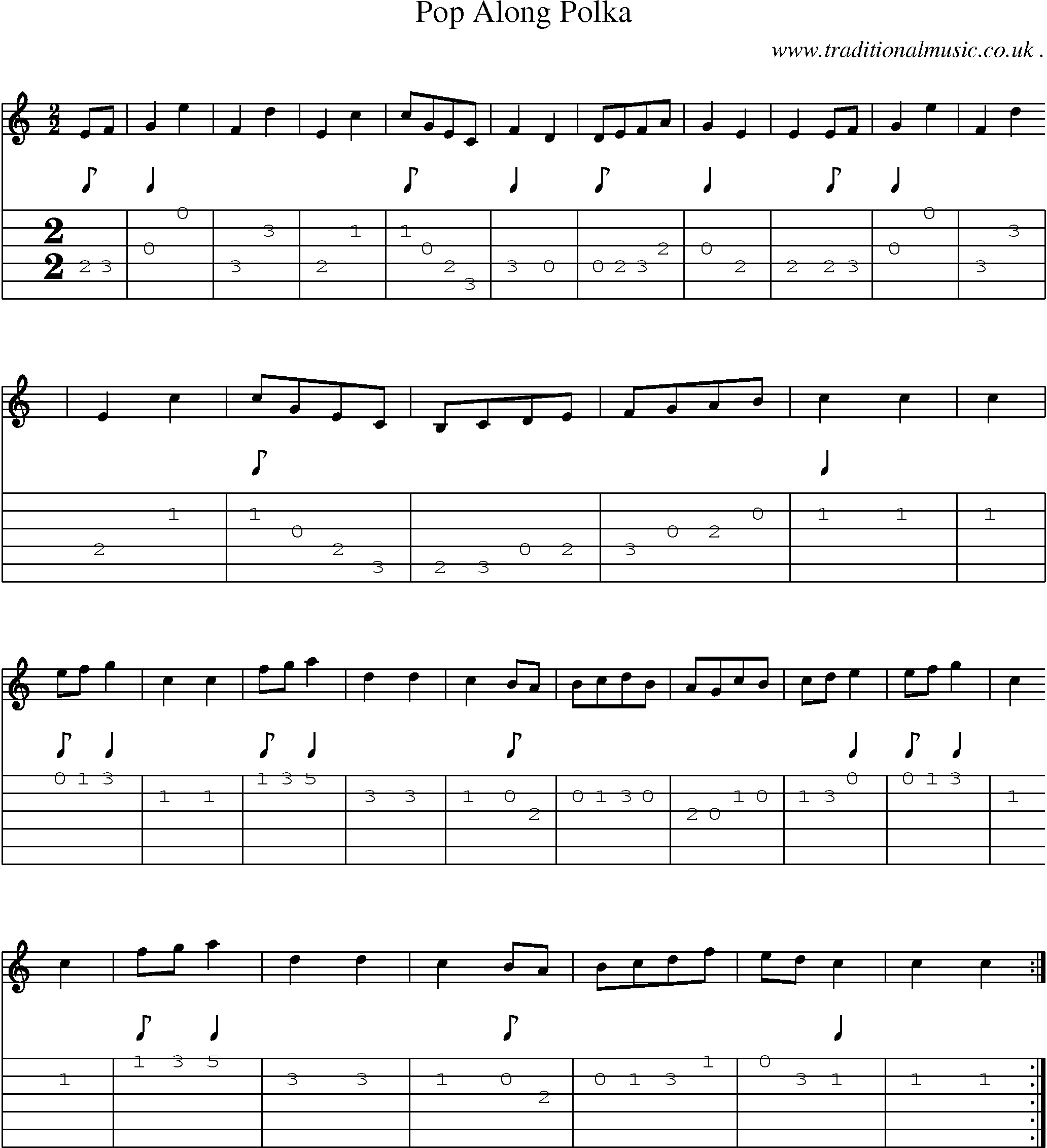 Sheet-Music and Guitar Tabs for Pop Along Polka