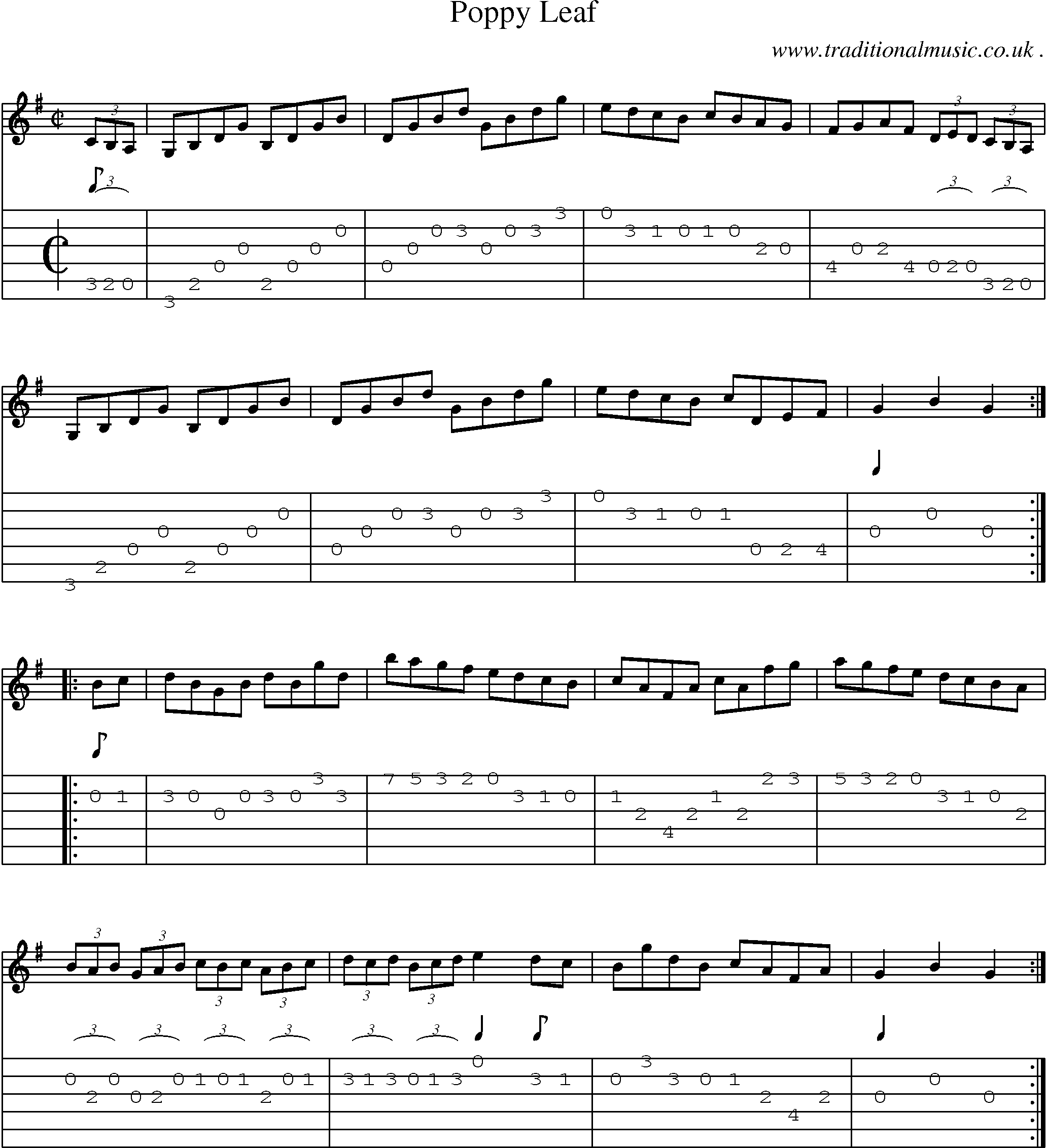 Sheet-Music and Guitar Tabs for Poppy Leaf