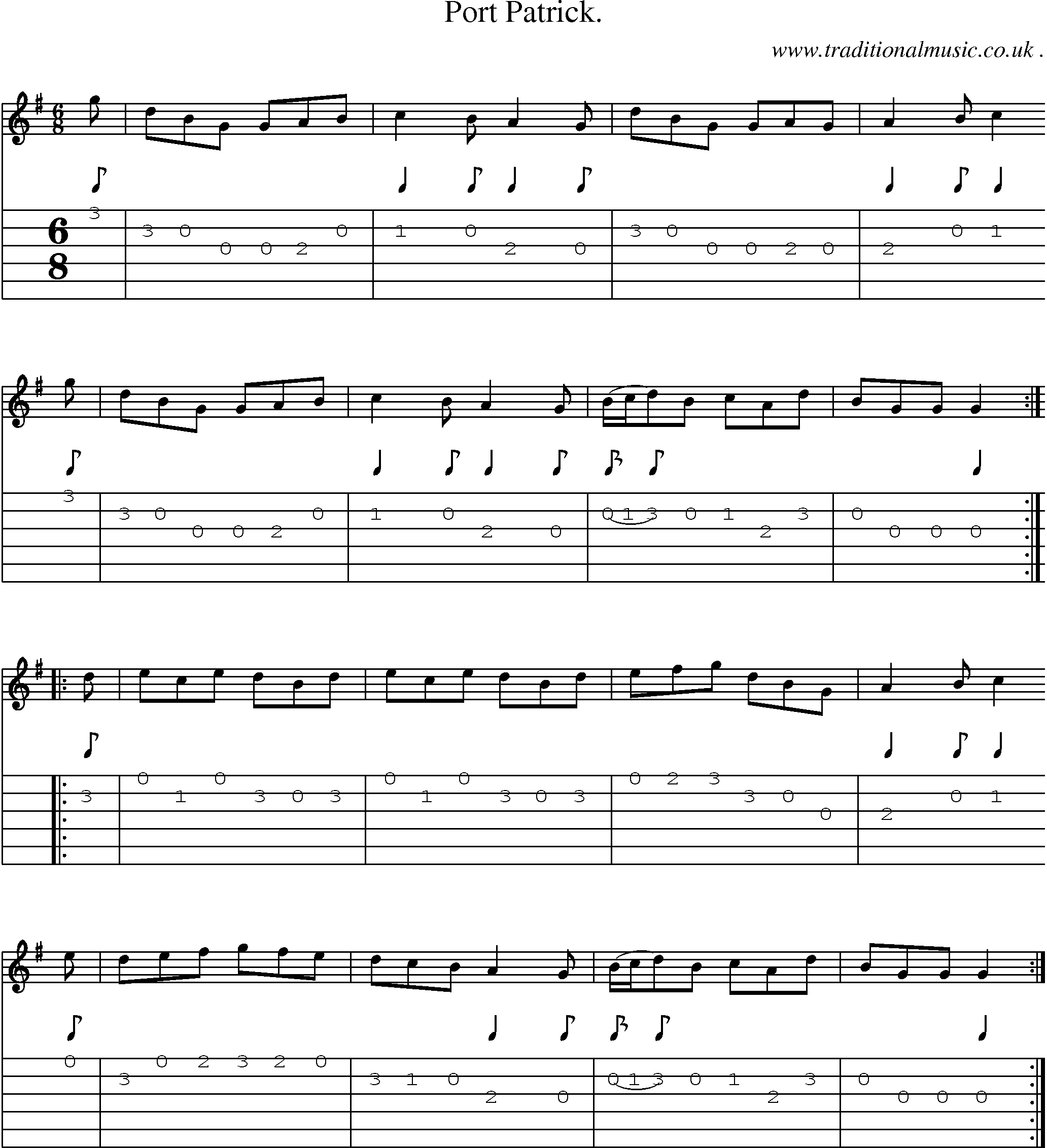 Sheet-Music and Guitar Tabs for Port Patrick