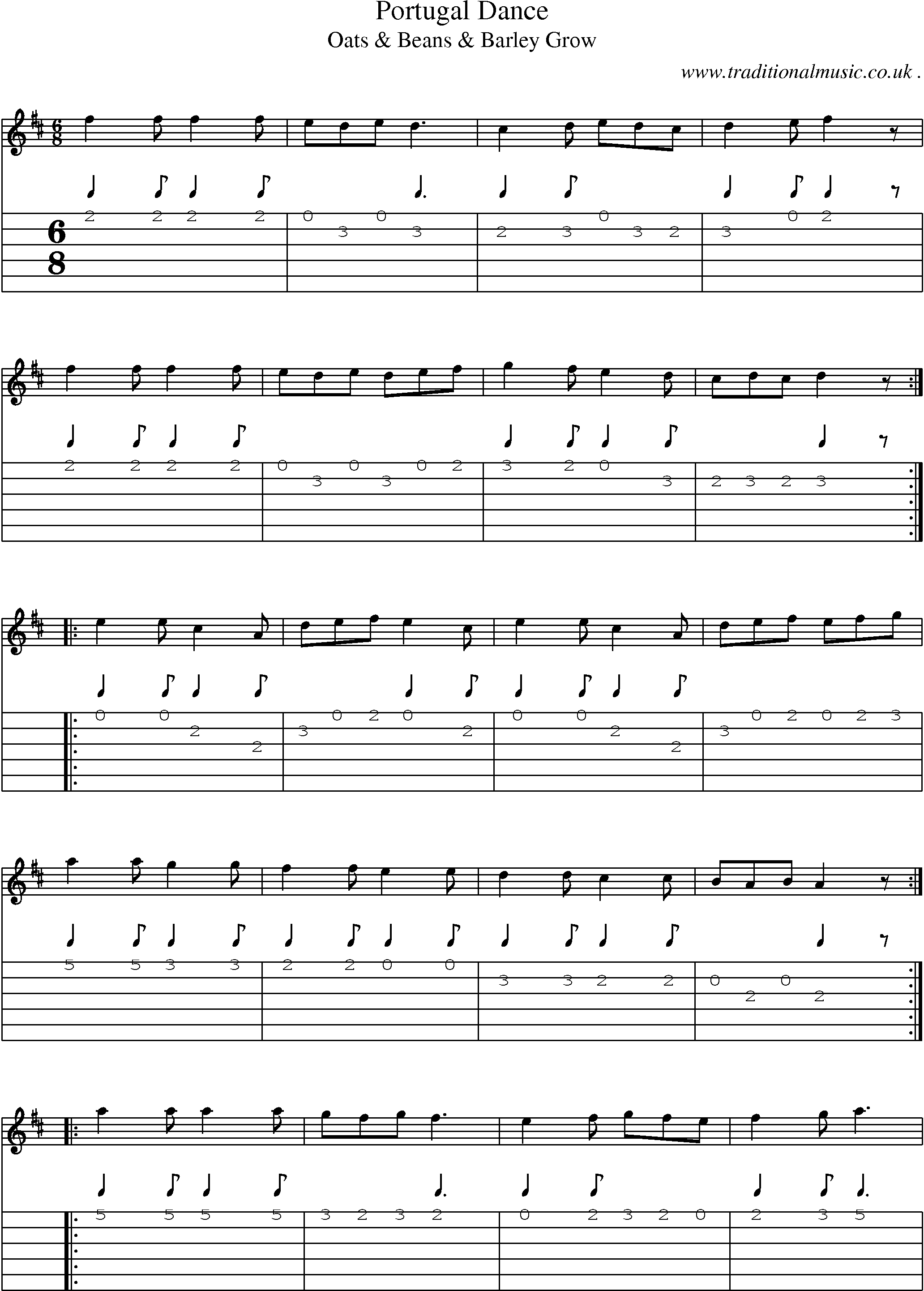 Sheet-Music and Guitar Tabs for Portugal Dance