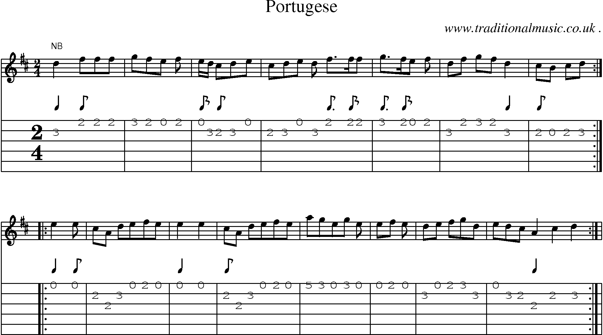 Sheet-Music and Guitar Tabs for Portugese