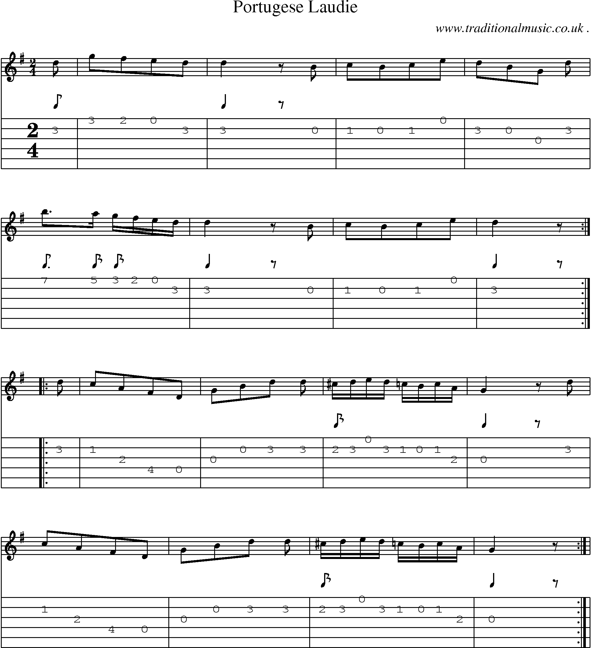 Sheet-Music and Guitar Tabs for Portugese Laudie