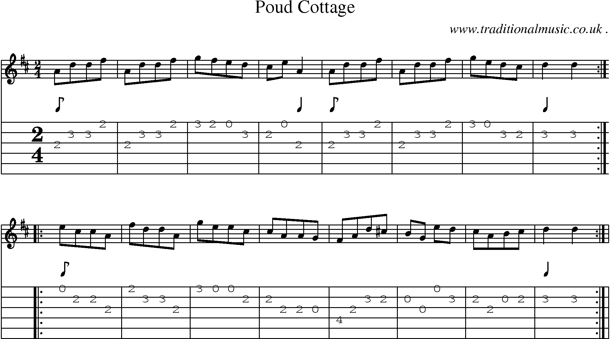 Sheet-Music and Guitar Tabs for Poud Cottage
