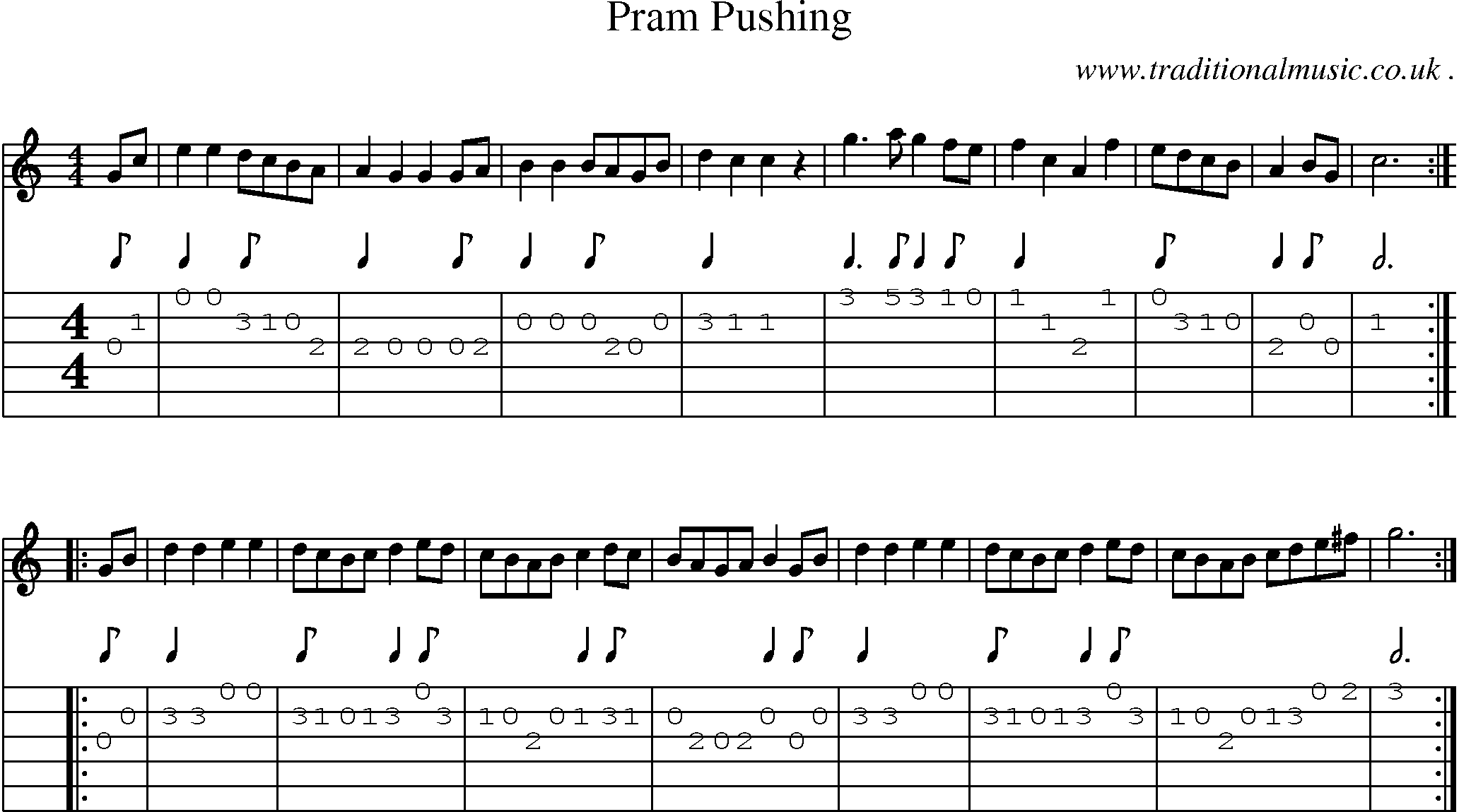 Sheet-Music and Guitar Tabs for Pram Pushing