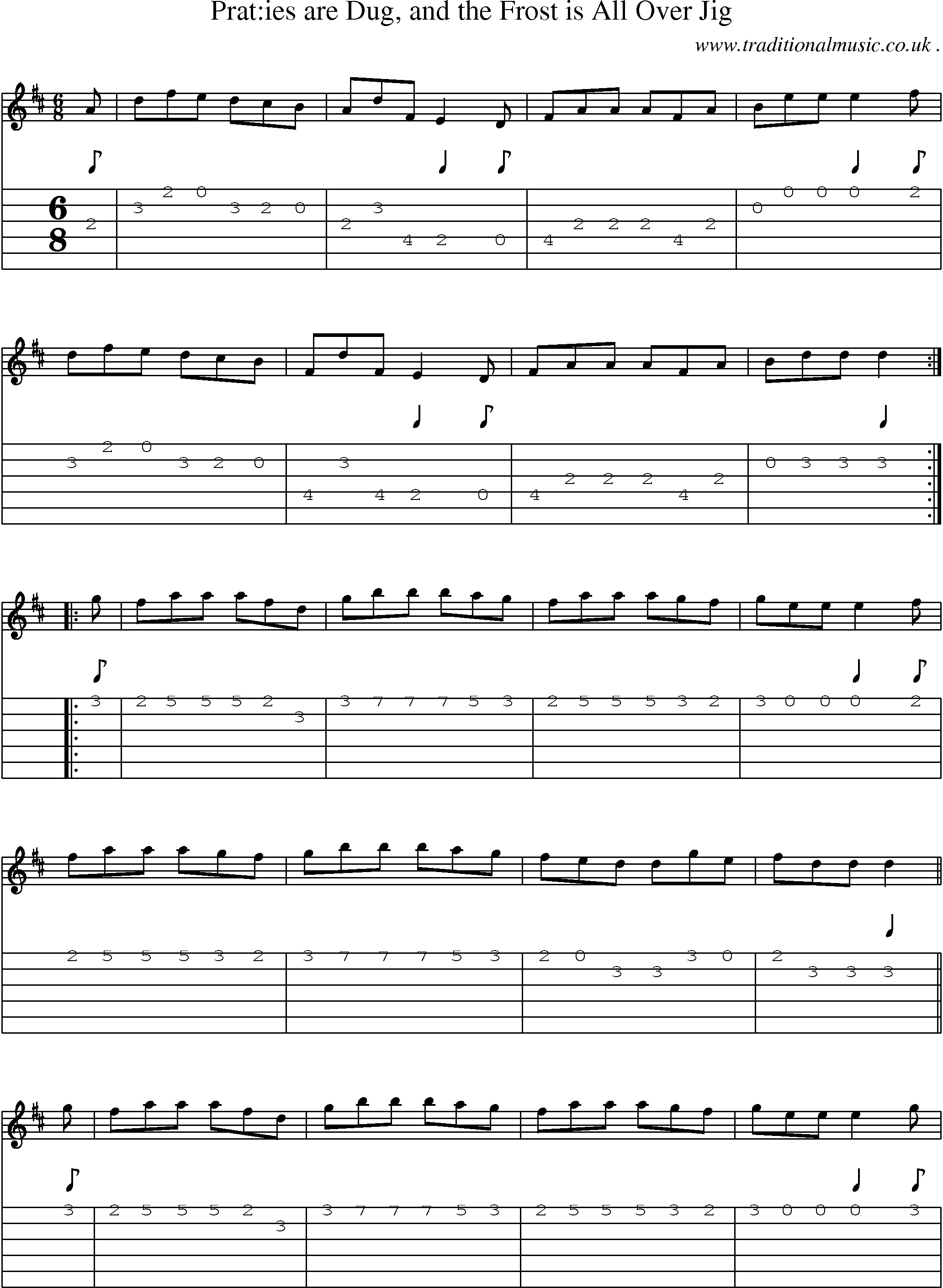 Sheet-Music and Guitar Tabs for Praties Are Dug And The Frost Is All Over Jig