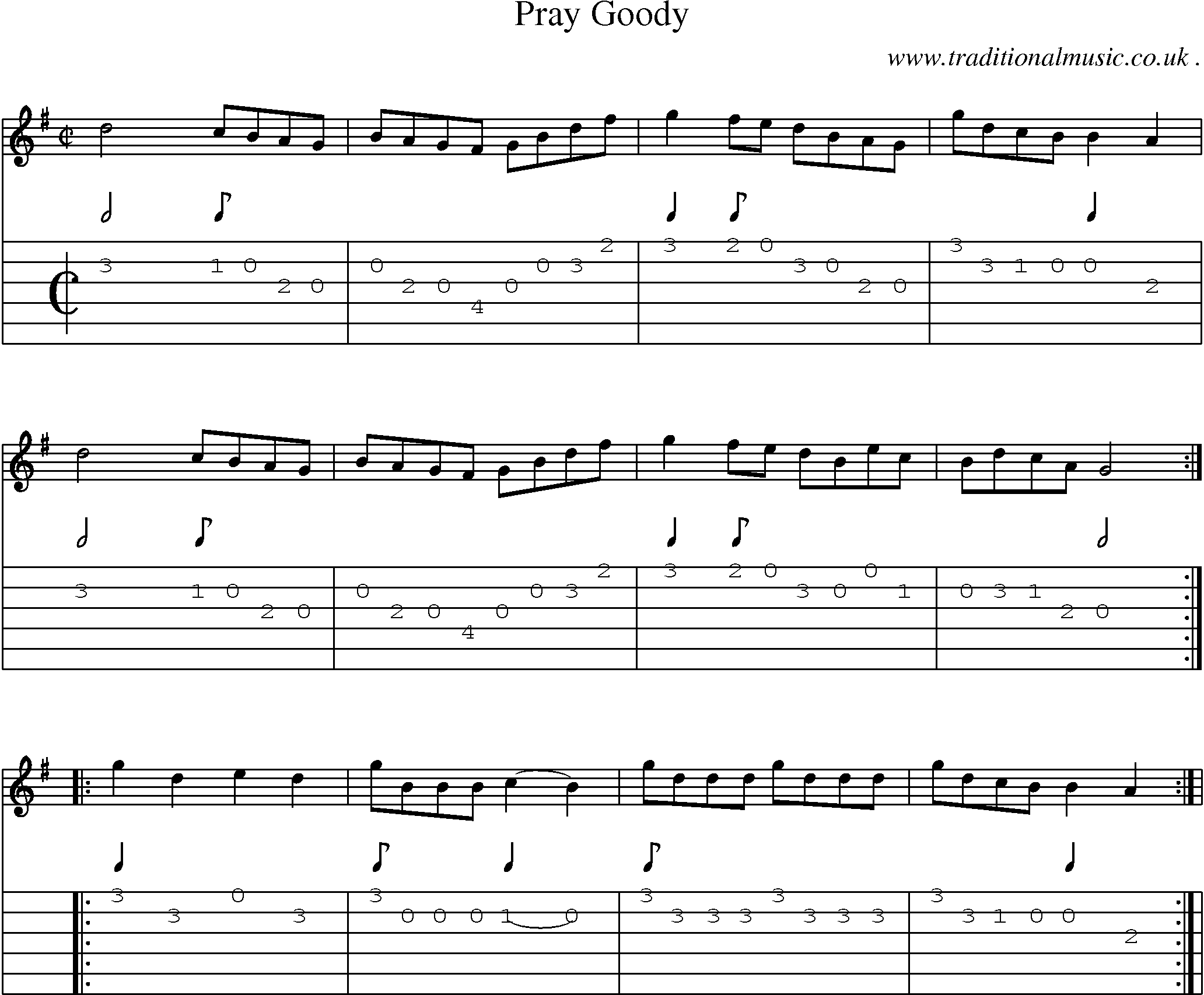 Sheet-Music and Guitar Tabs for Pray Goody