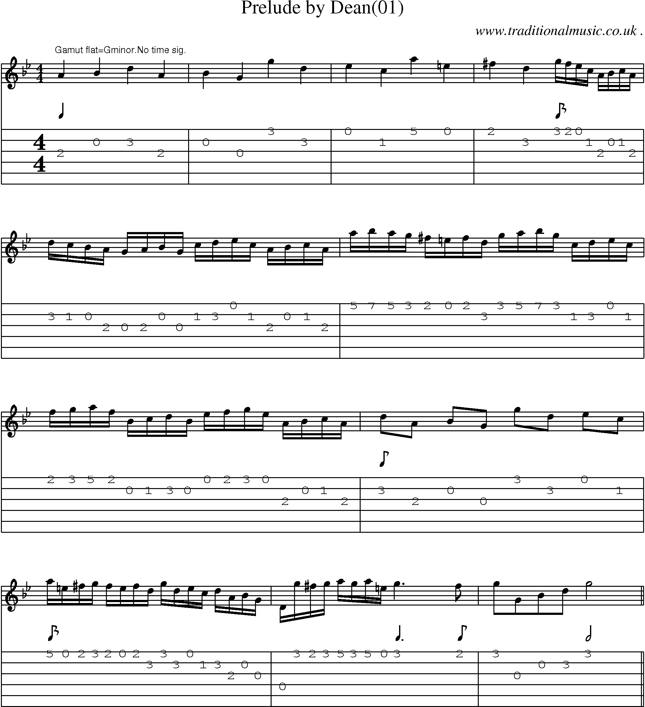 Sheet-Music and Guitar Tabs for Prelude By Dean(01)