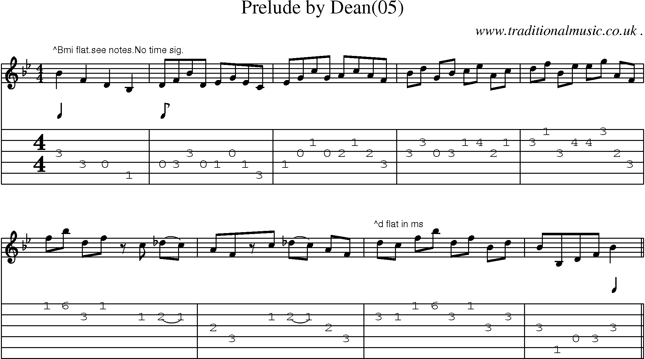 Sheet-Music and Guitar Tabs for Prelude By Dean(05)