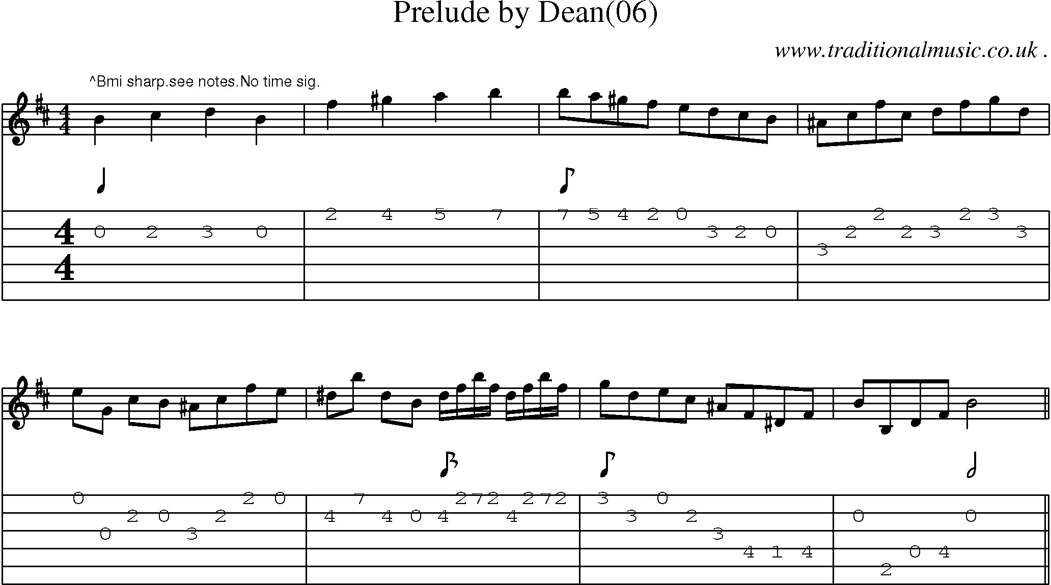 Sheet-Music and Guitar Tabs for Prelude By Dean(06)