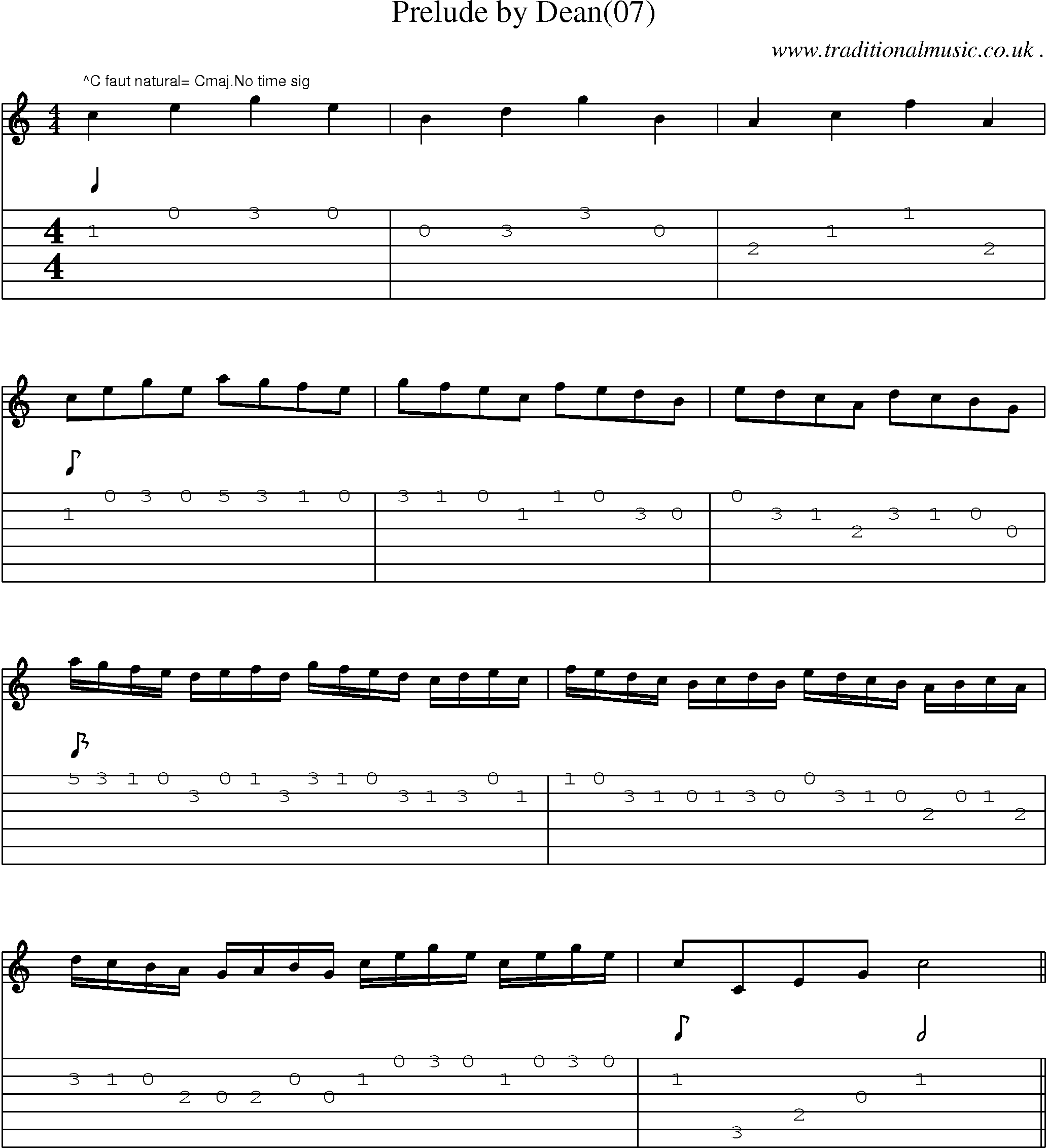 Sheet-Music and Guitar Tabs for Prelude By Dean(07)