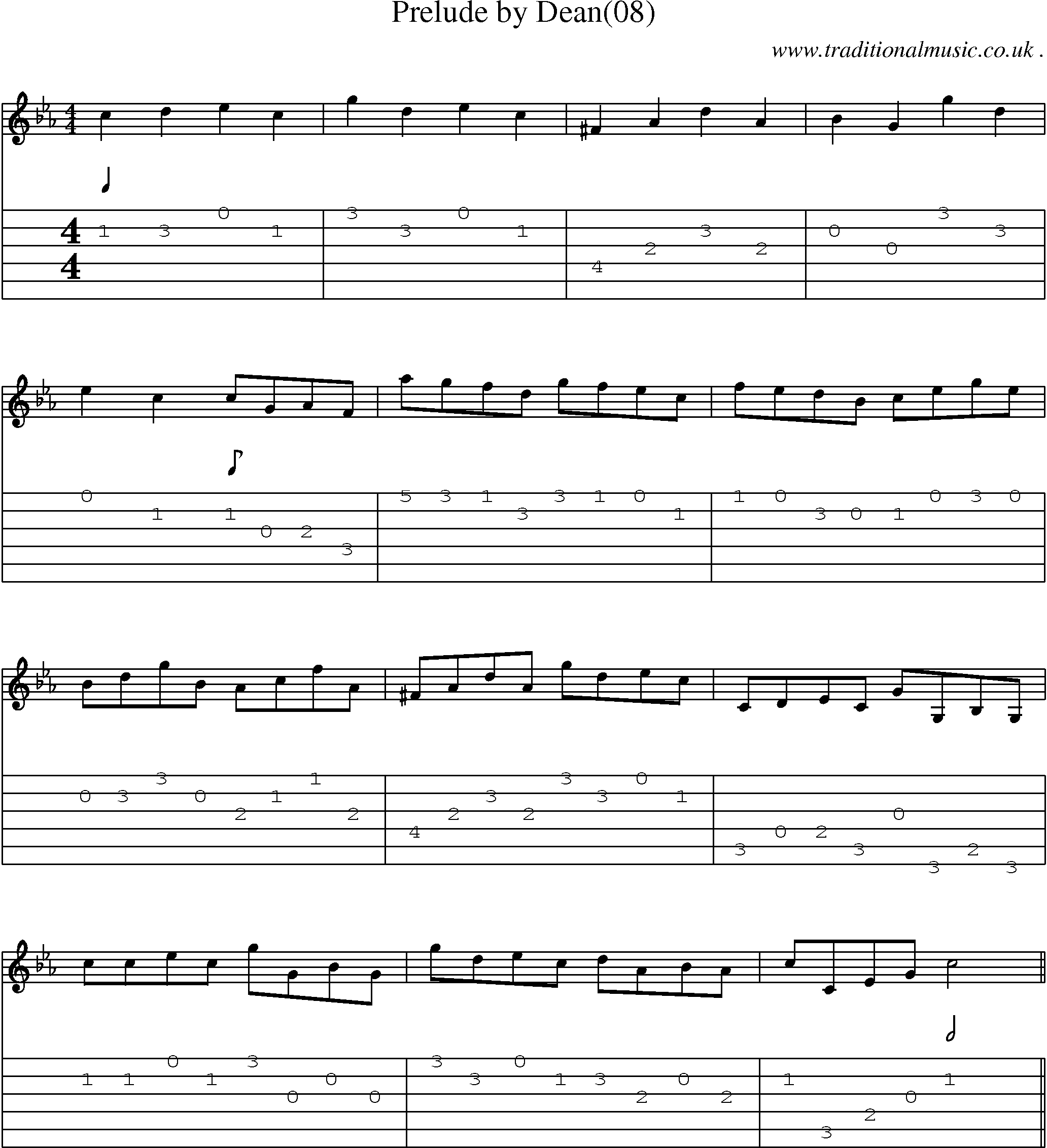 Sheet-Music and Guitar Tabs for Prelude By Dean(08)