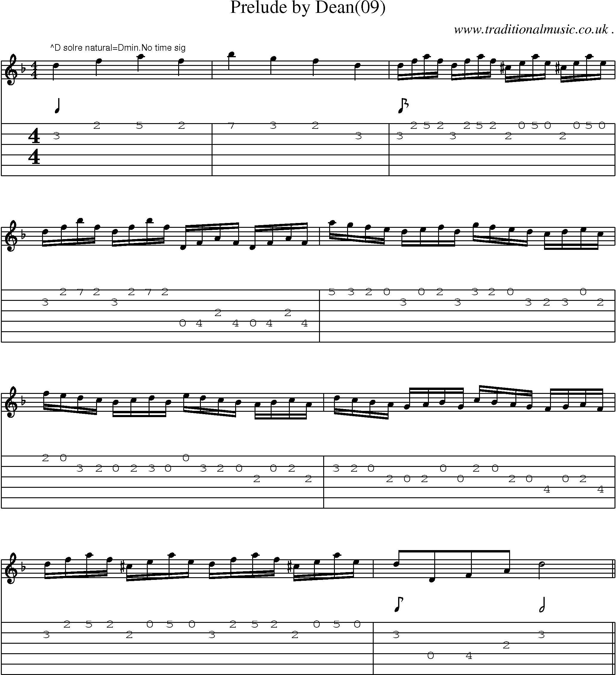 Sheet-Music and Guitar Tabs for Prelude By Dean(09)