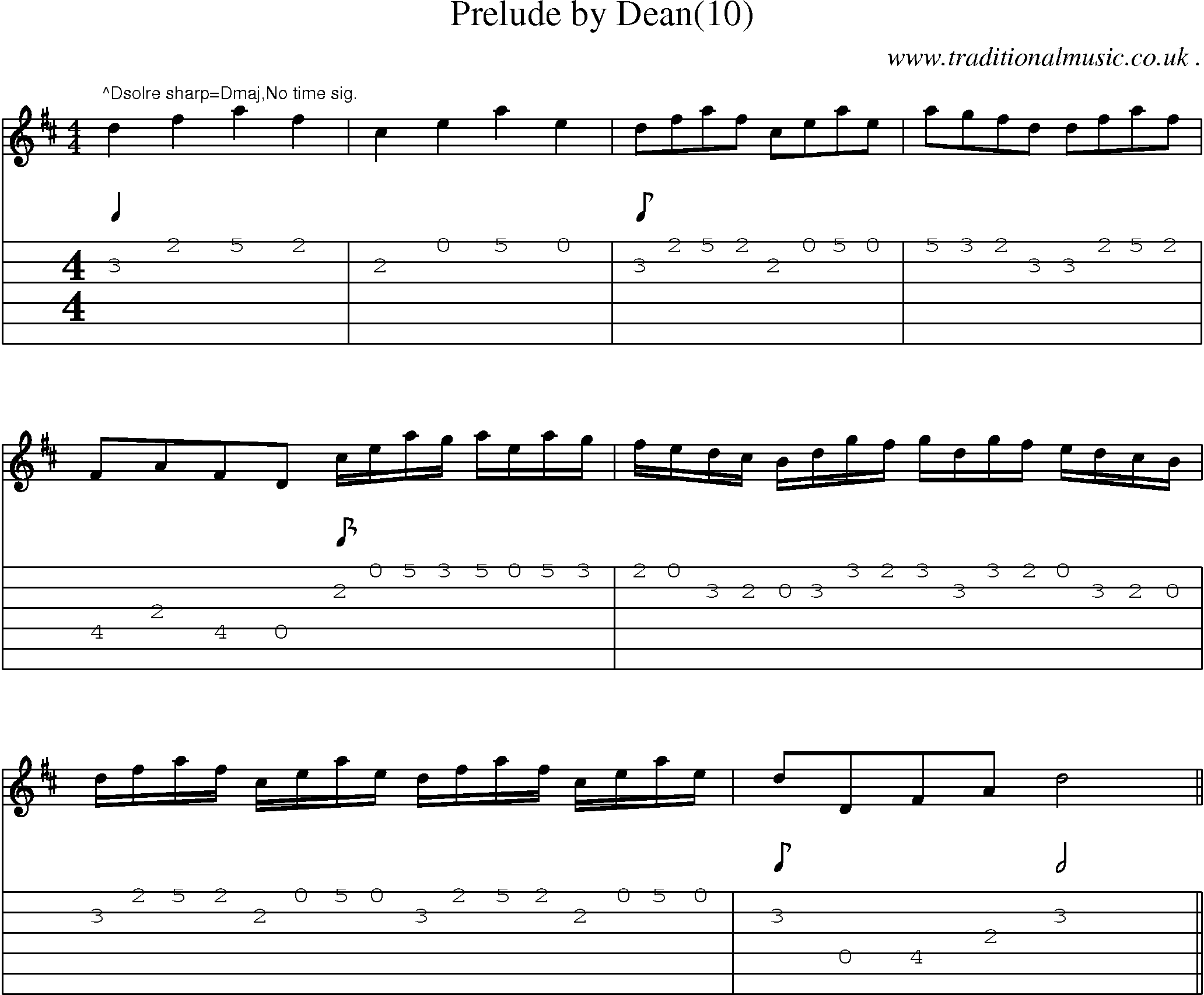 Sheet-Music and Guitar Tabs for Prelude By Dean(10)