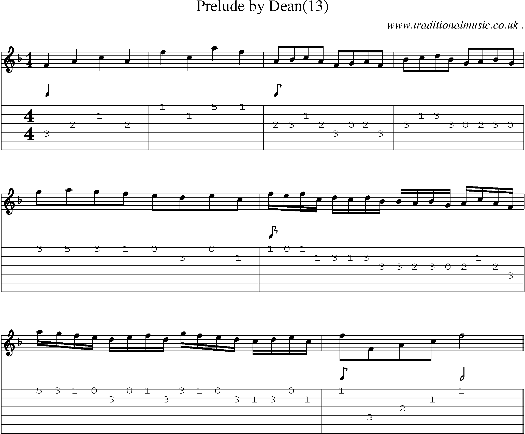 Sheet-Music and Guitar Tabs for Prelude By Dean(13)
