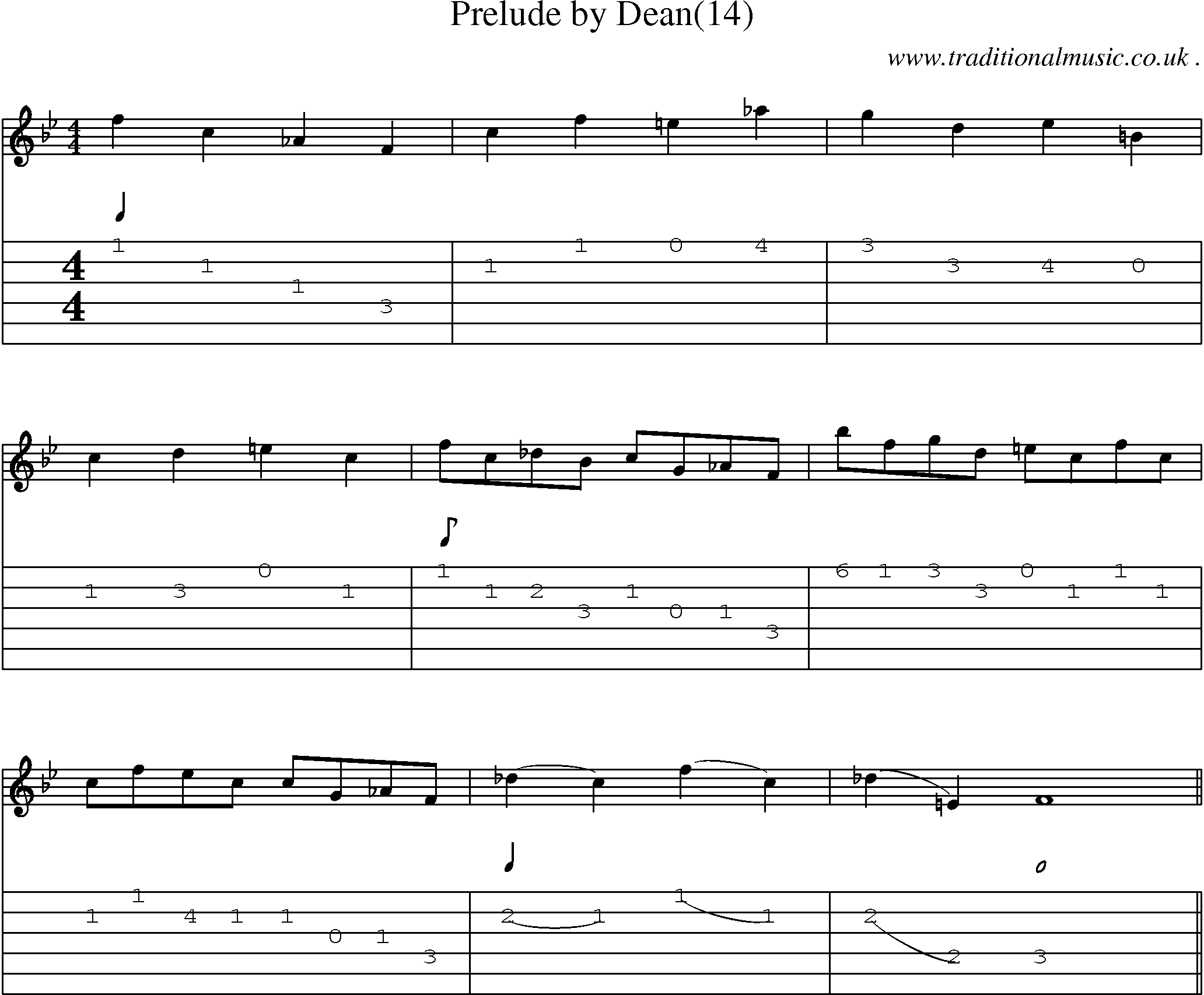 Sheet-Music and Guitar Tabs for Prelude By Dean(14)