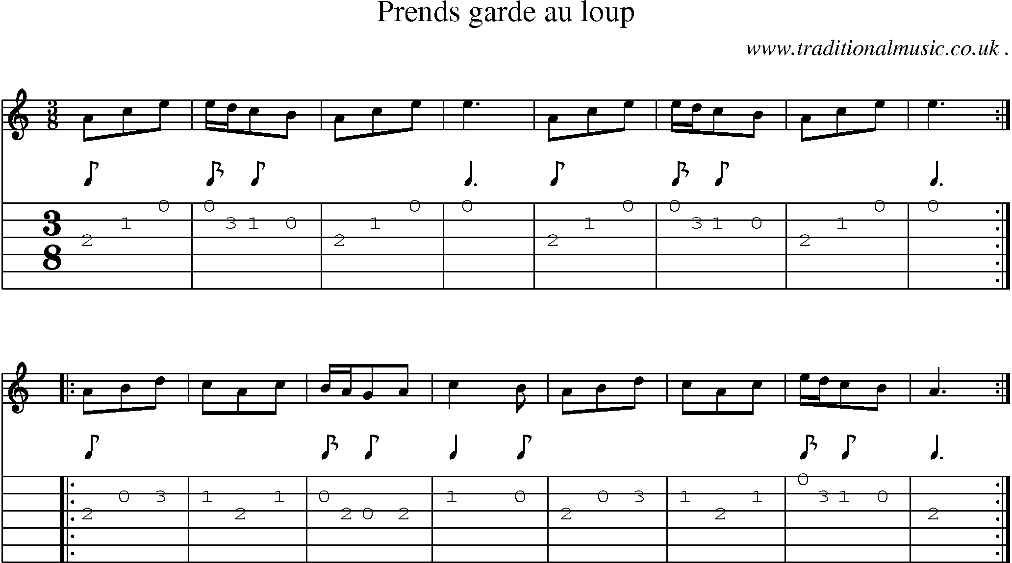 Sheet-Music and Guitar Tabs for Prends Garde Au Loup