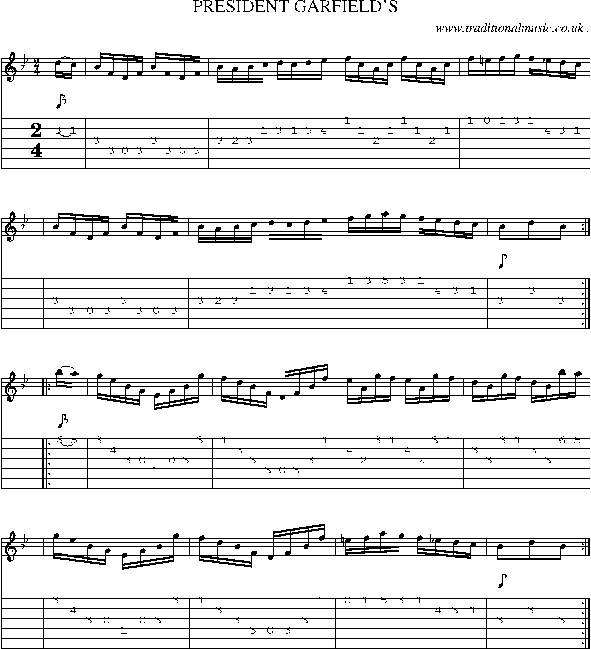 Sheet-Music and Guitar Tabs for President Garfields