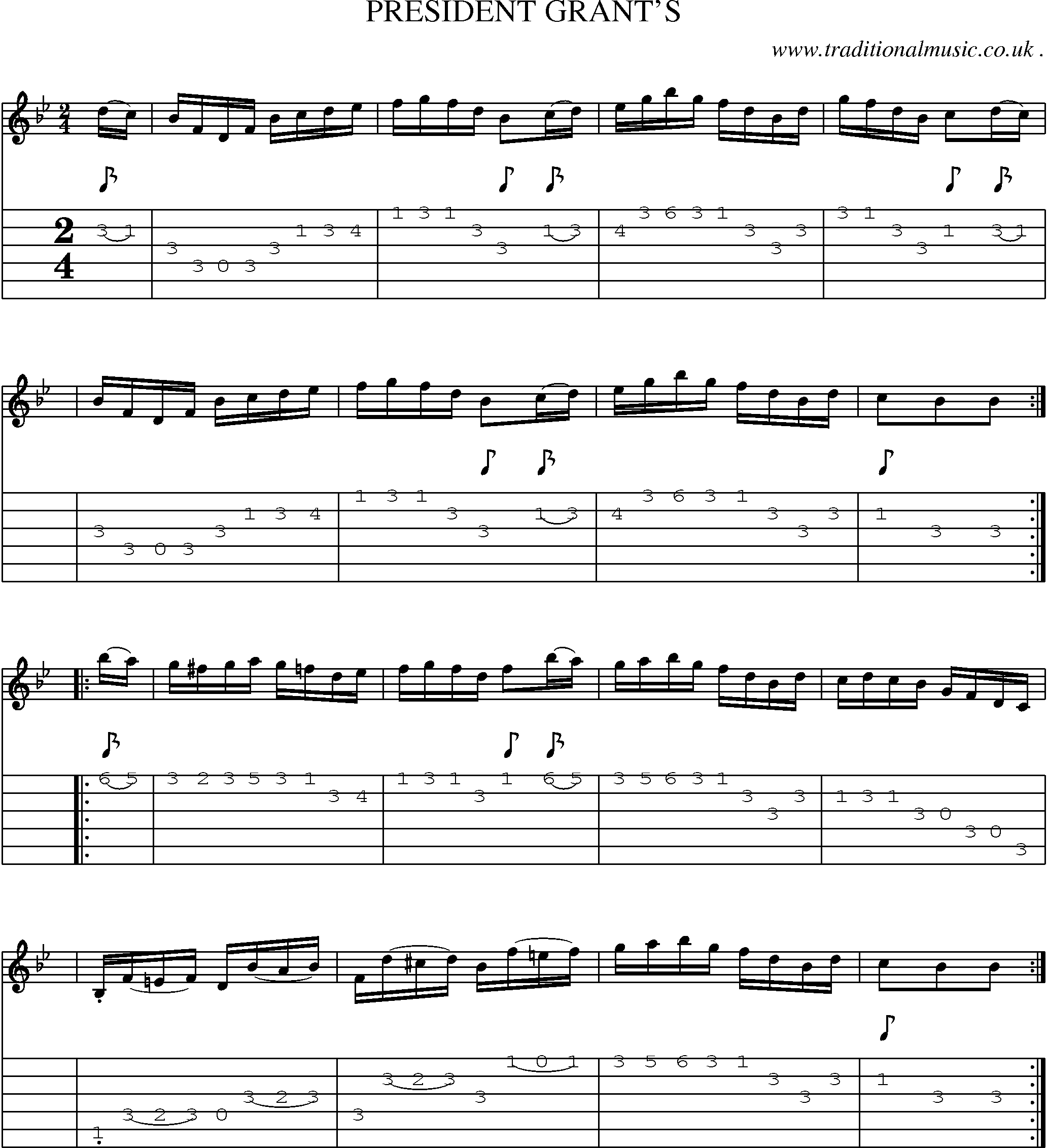 Sheet-Music and Guitar Tabs for President Grants