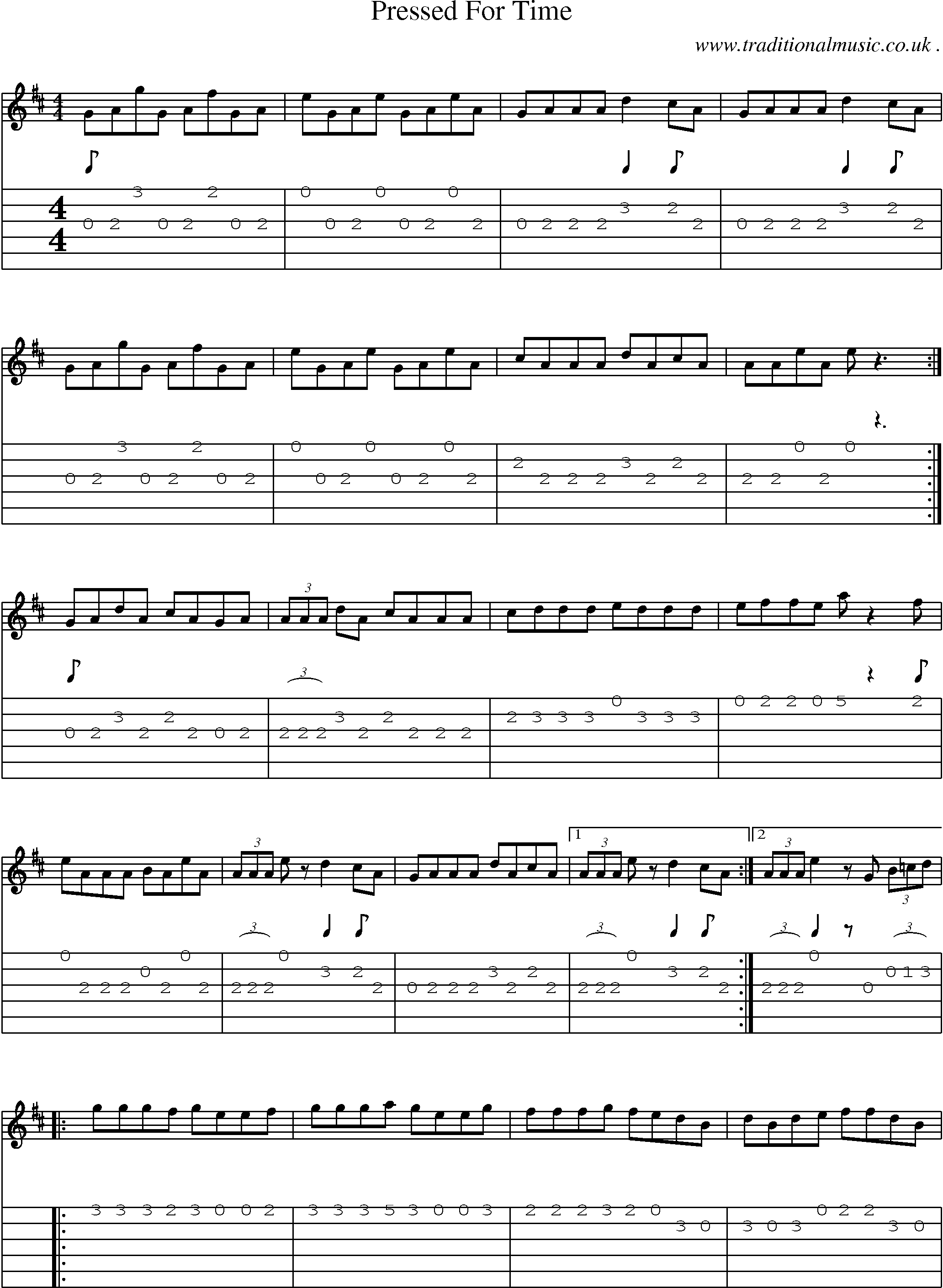 Sheet-Music and Guitar Tabs for Pressed For Time
