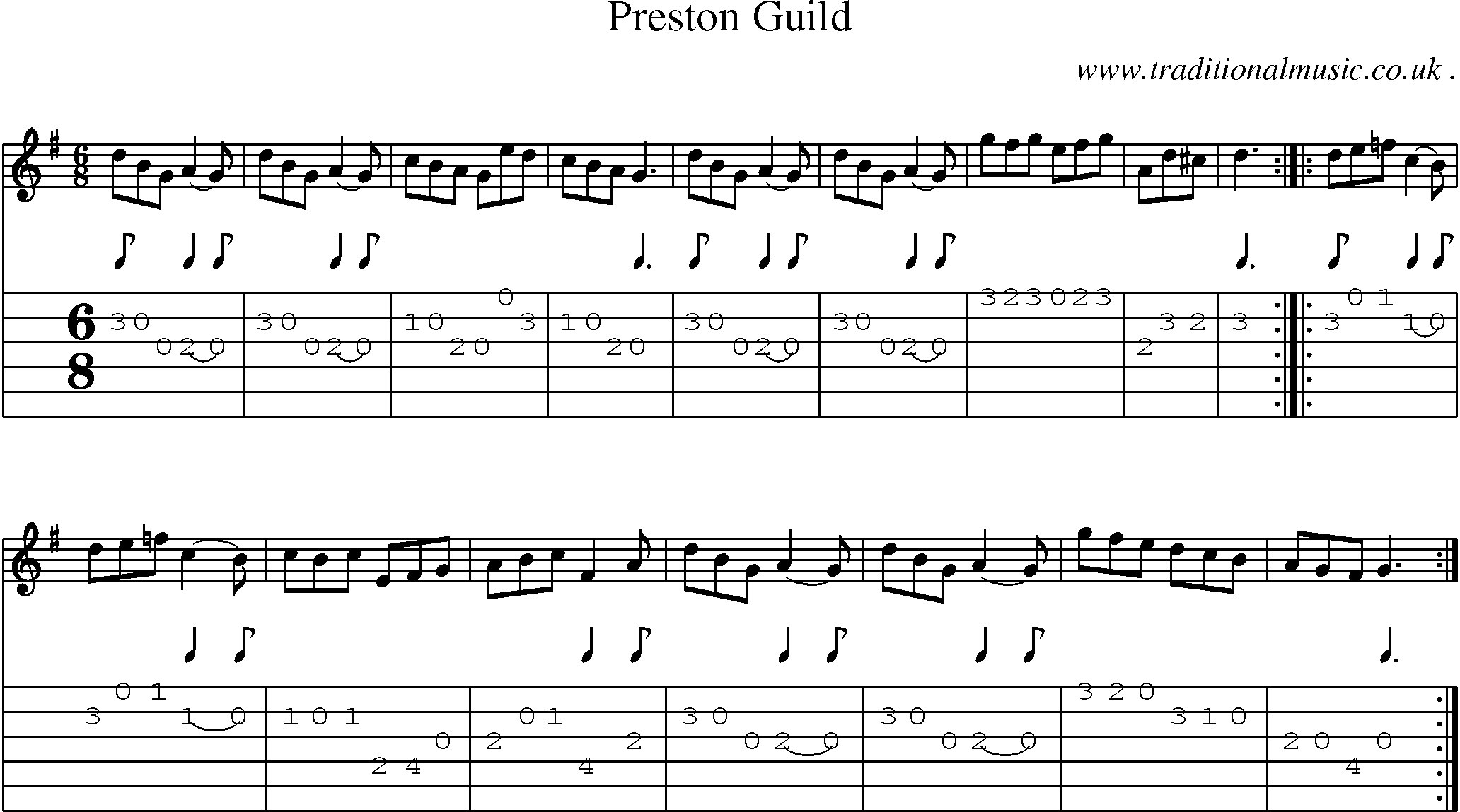 Sheet-Music and Guitar Tabs for Preston Guild
