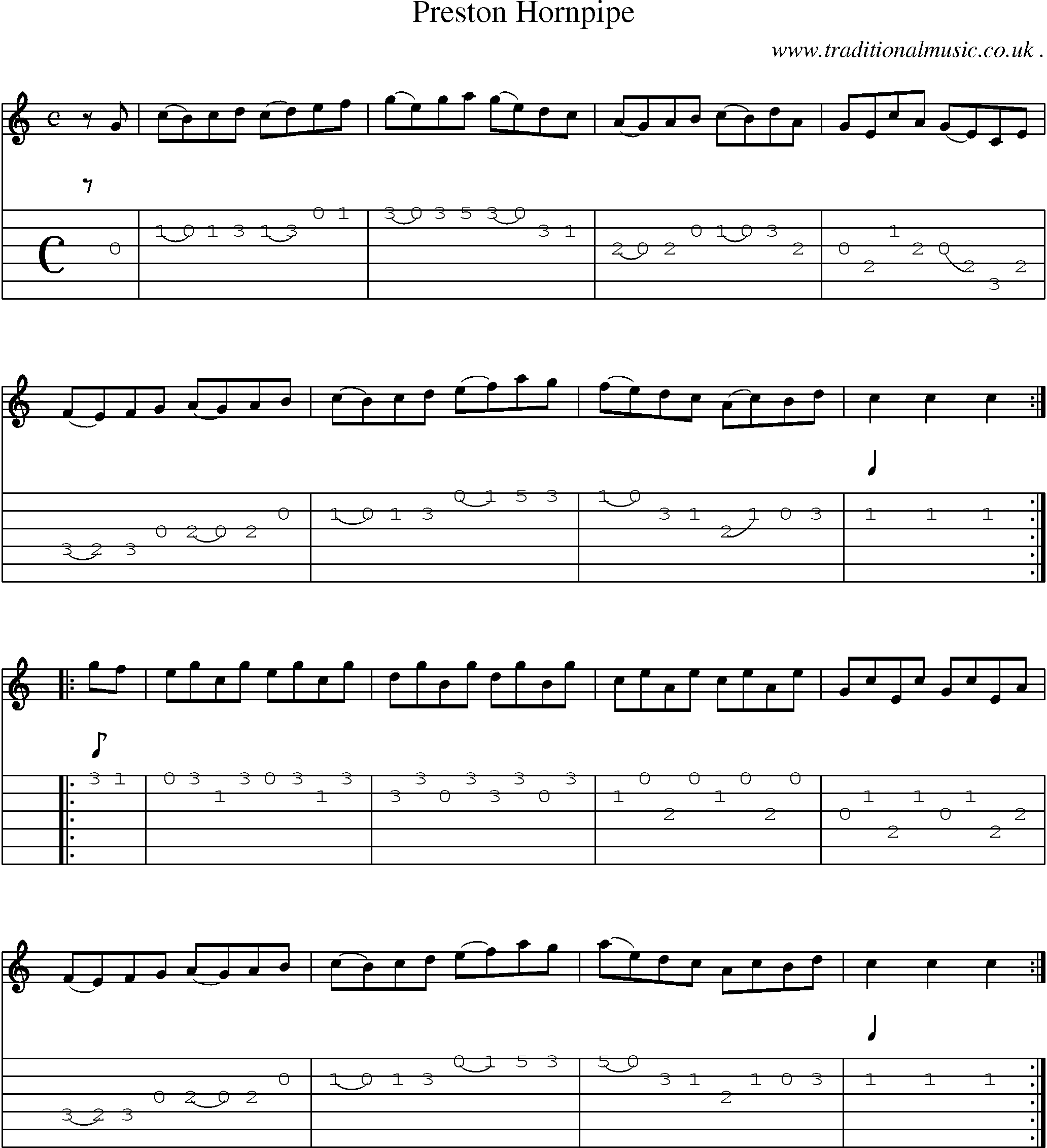 Sheet-Music and Guitar Tabs for Preston Hornpipe