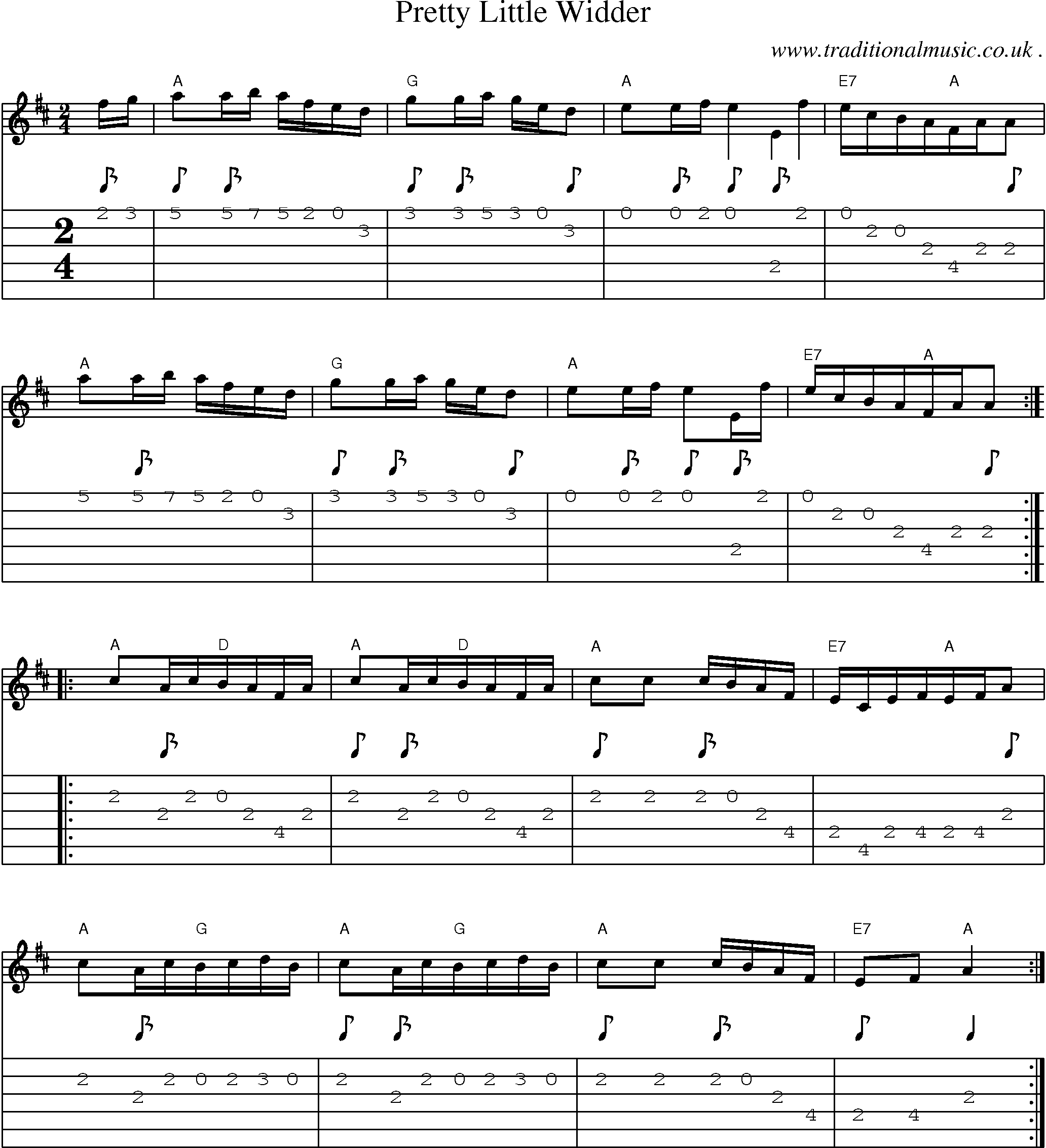 Sheet-Music and Guitar Tabs for Pretty Little Widder