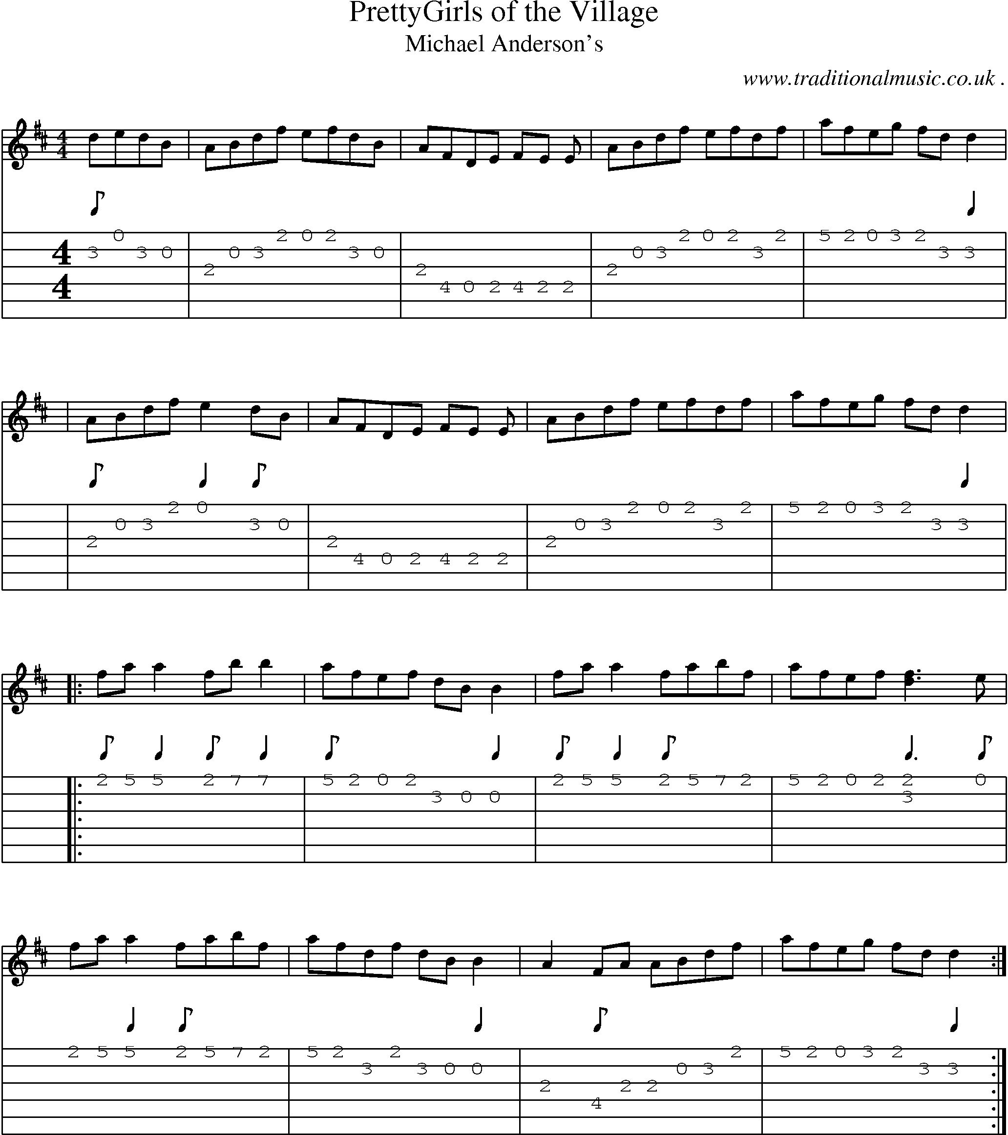Sheet-Music and Guitar Tabs for Prettygirls Of The Village
