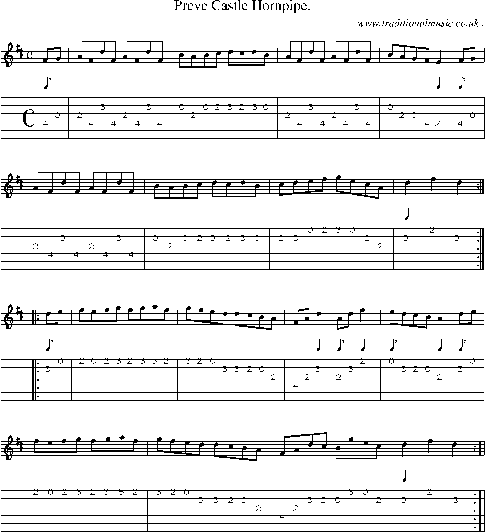 Sheet-Music and Guitar Tabs for Preve Castle Hornpipe