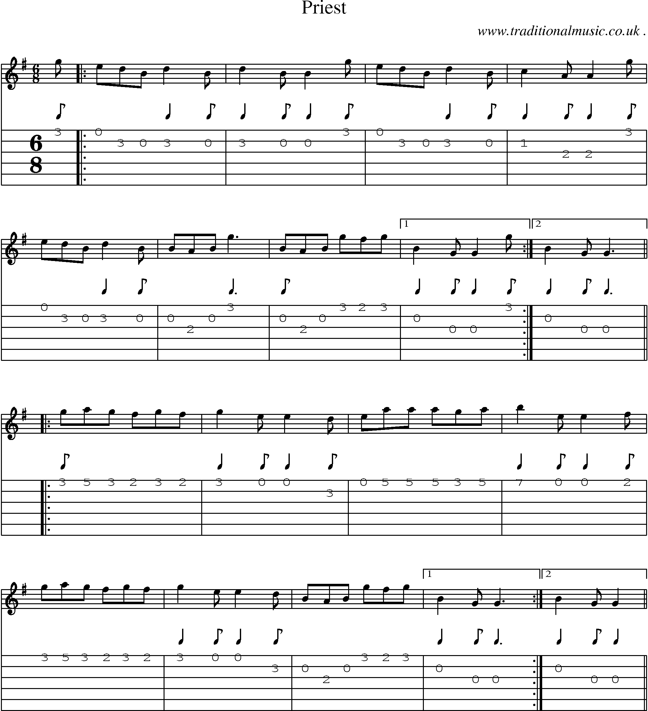 Sheet-Music and Guitar Tabs for Priest