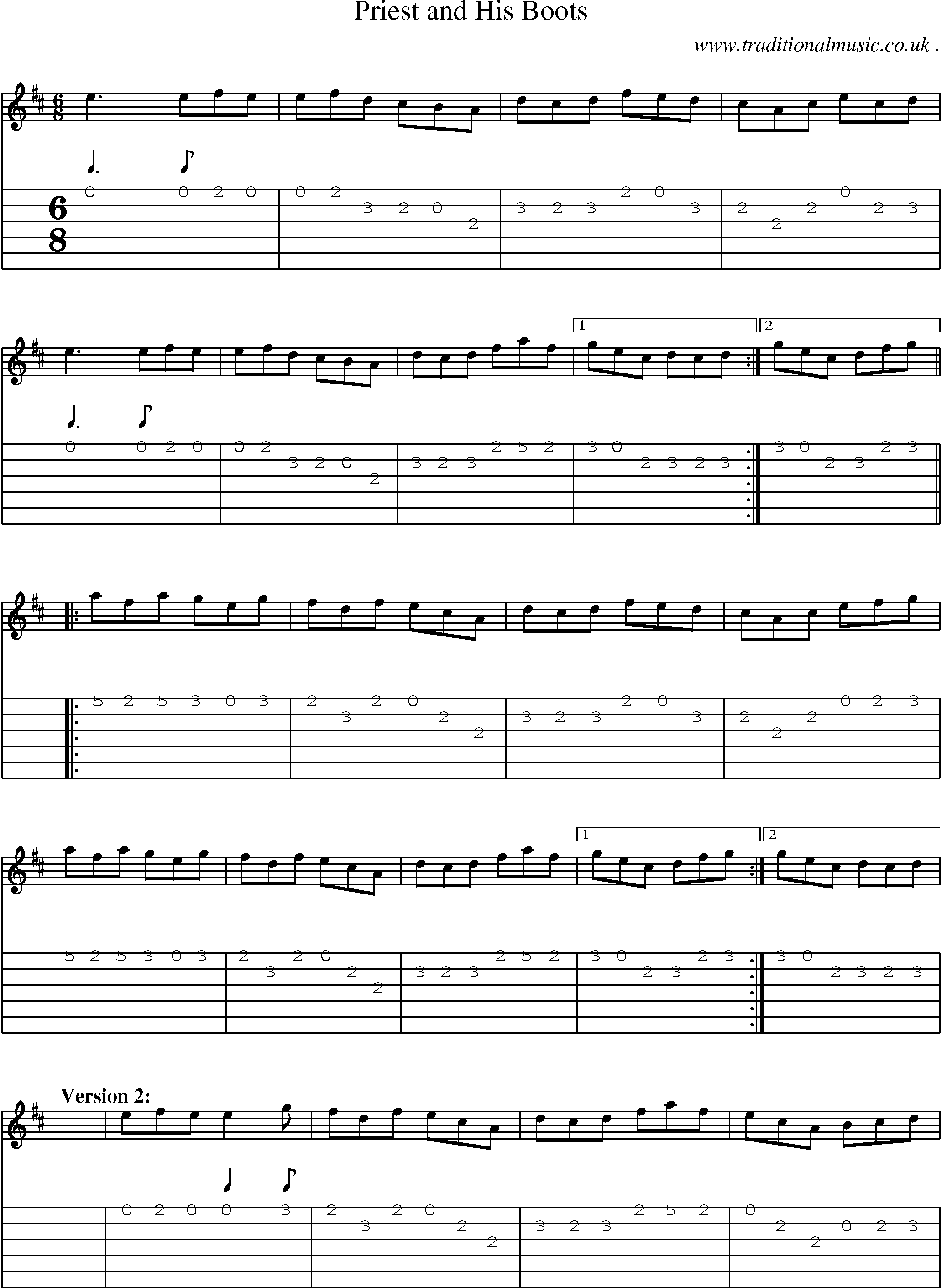 Sheet-Music and Guitar Tabs for Priest And His Boots