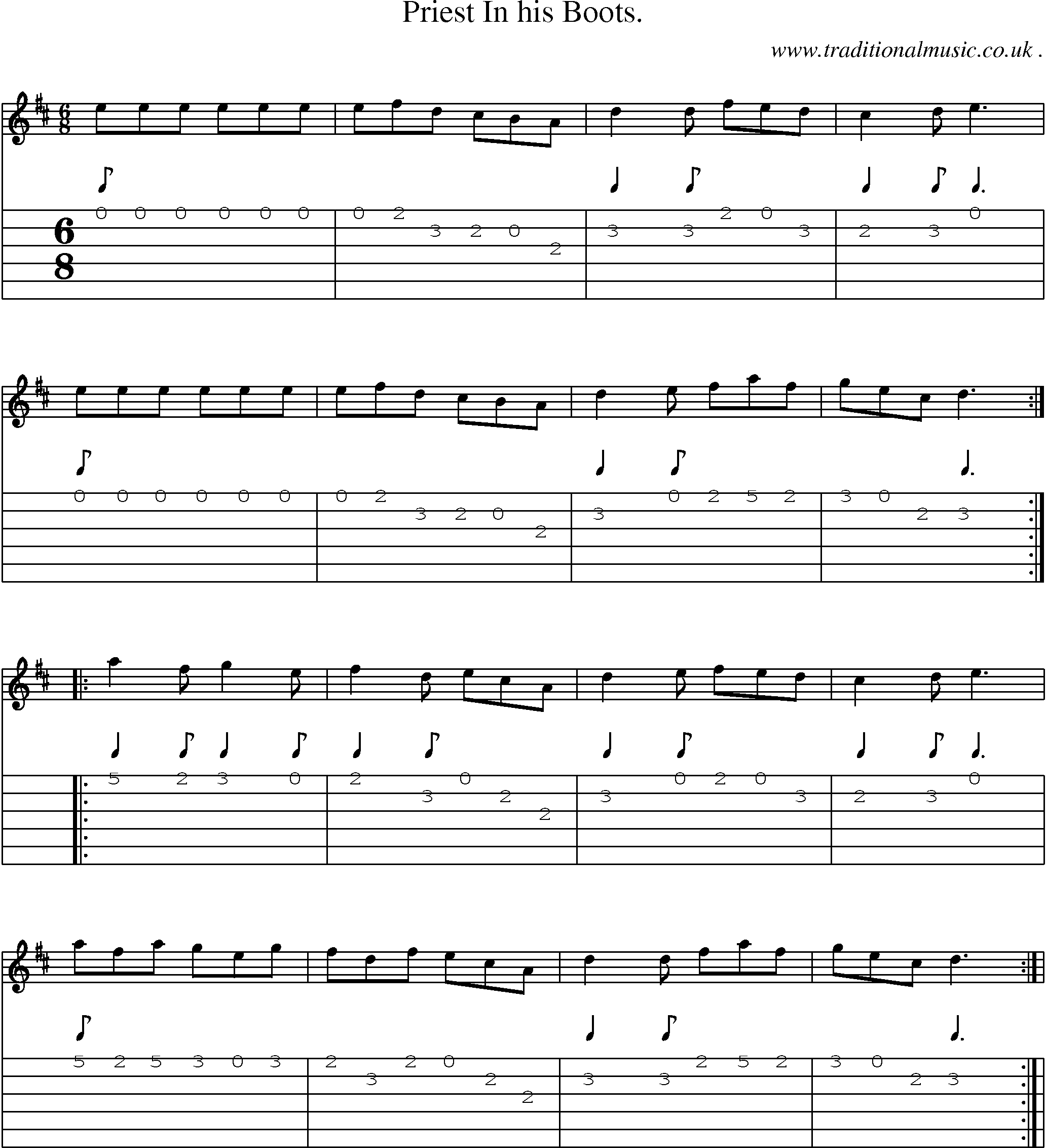 Sheet-Music and Guitar Tabs for Priest In His Boots