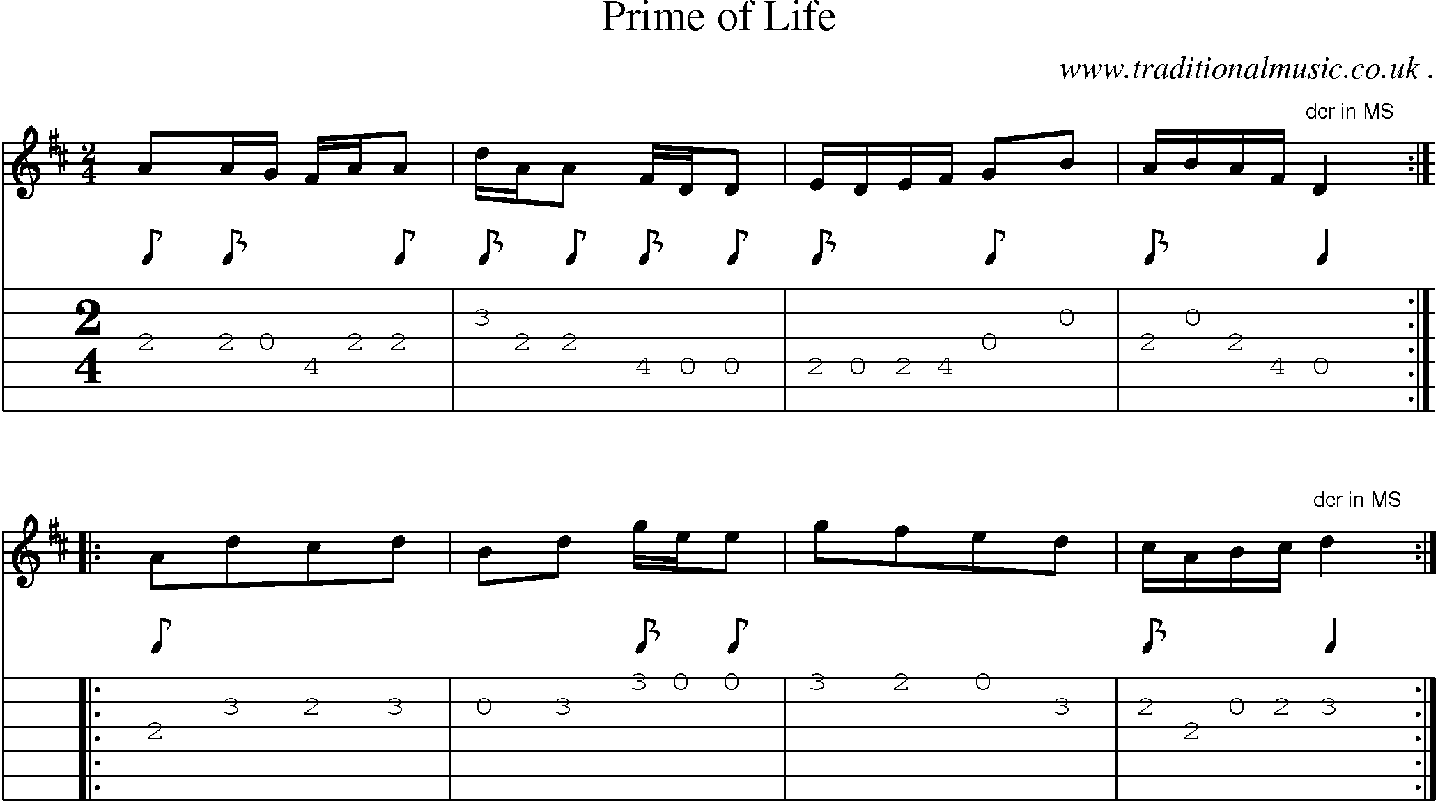 Sheet-Music and Guitar Tabs for Prime Of Life