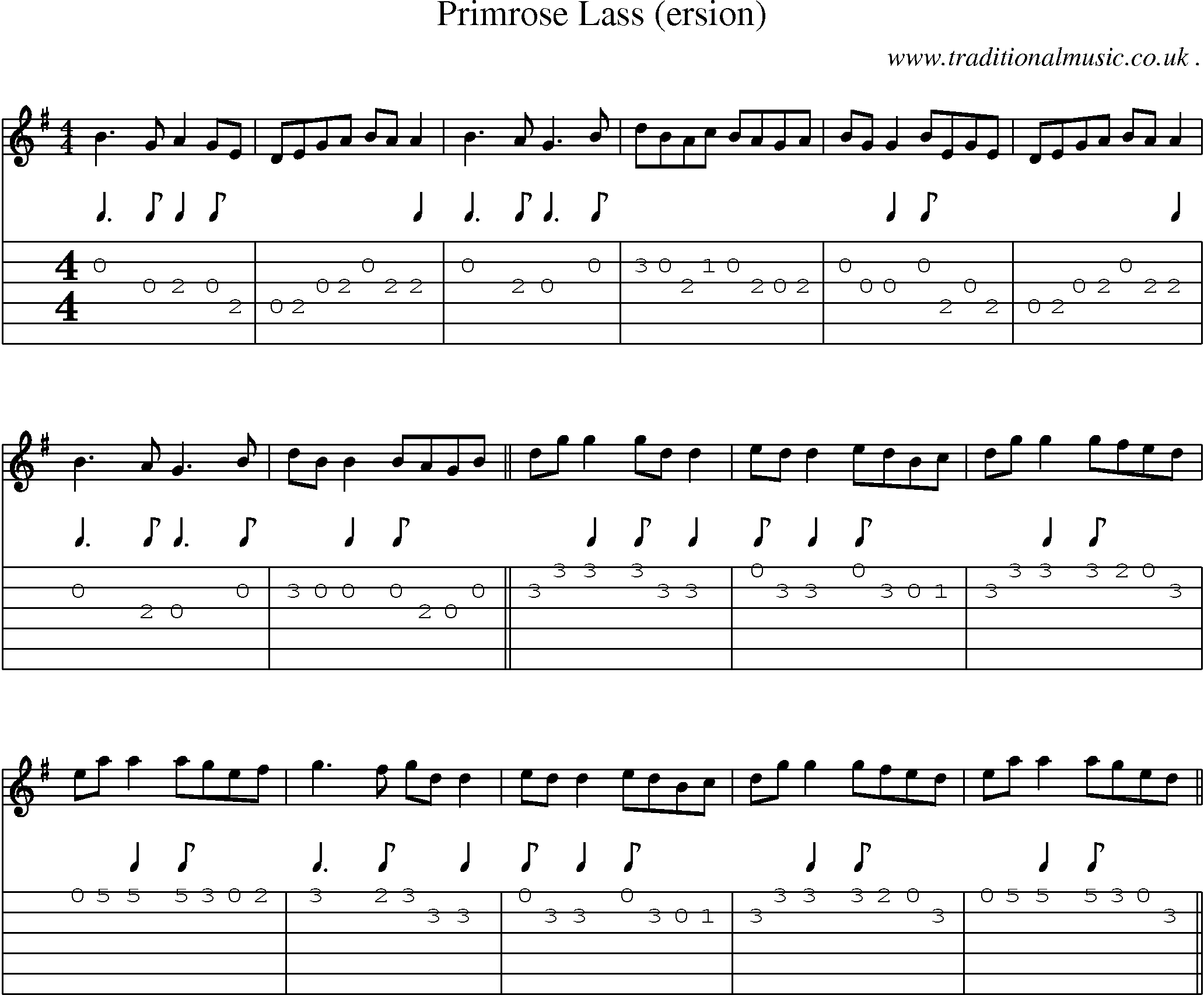 Sheet-Music and Guitar Tabs for Primrose Lass (ersion)