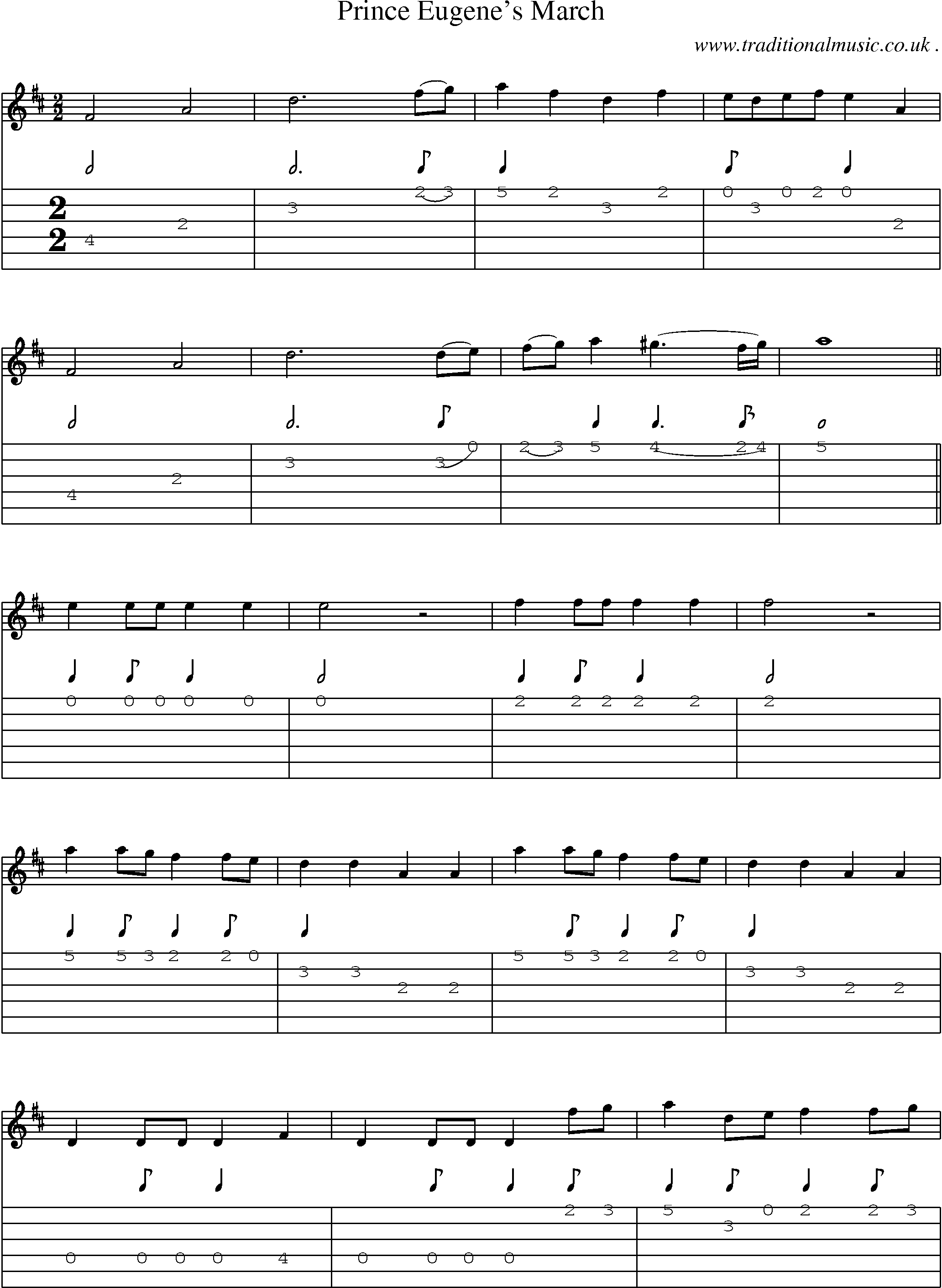 Sheet-Music and Guitar Tabs for Prince Eugenes March