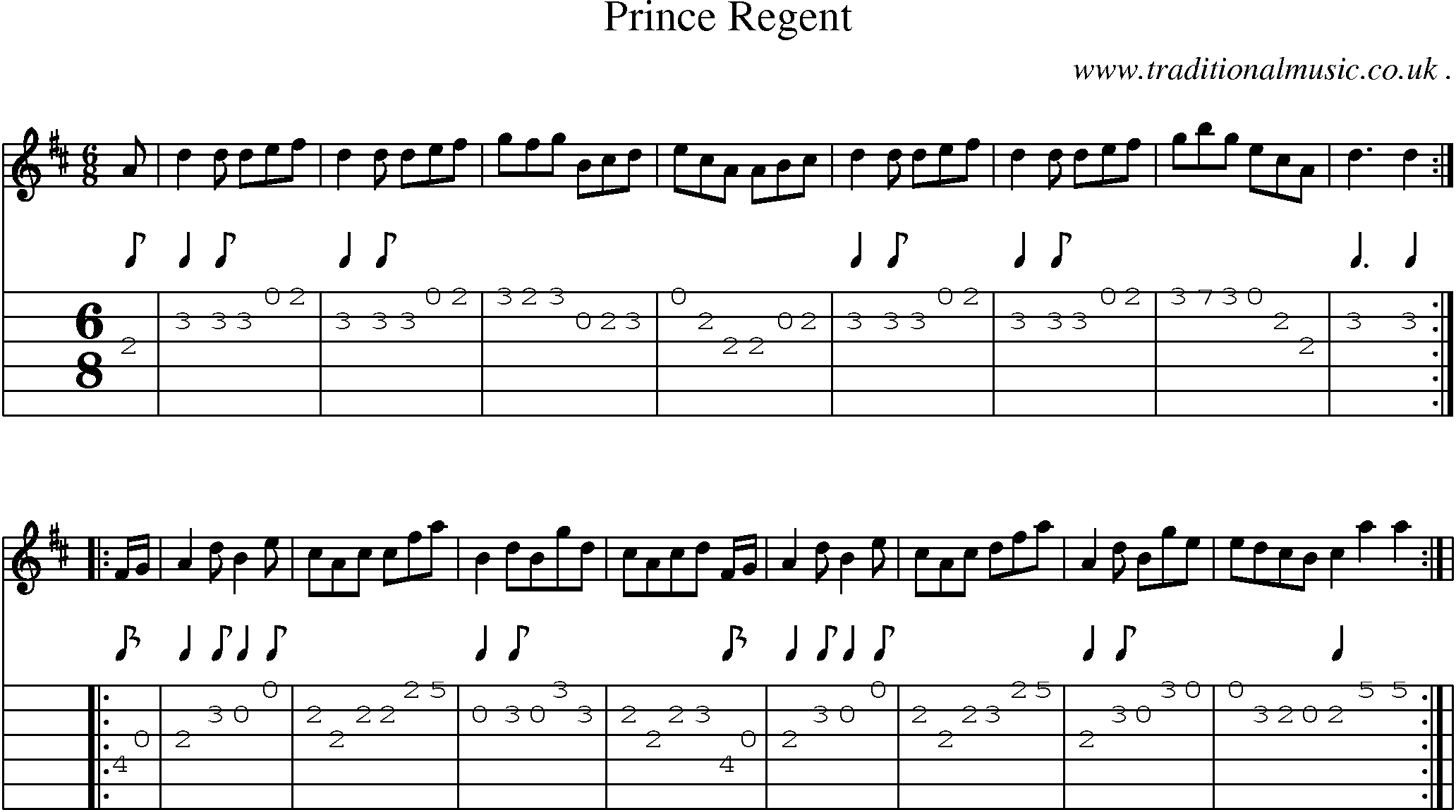 Sheet-Music and Guitar Tabs for Prince Regent