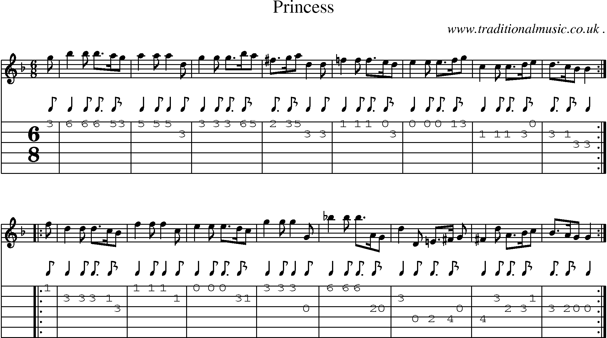 Sheet-Music and Guitar Tabs for Princess