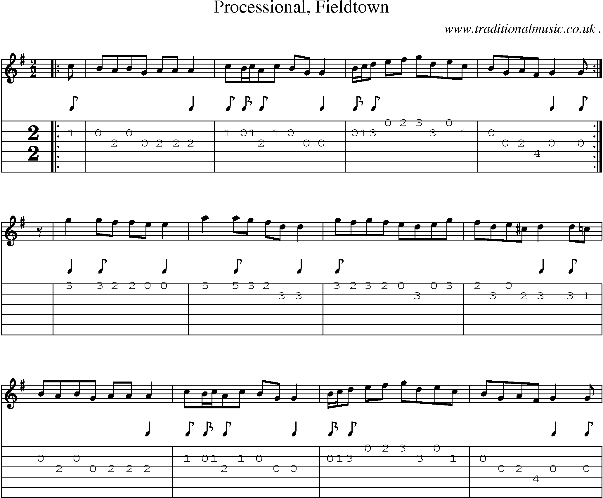 Sheet-Music and Guitar Tabs for Processional Fieldtown