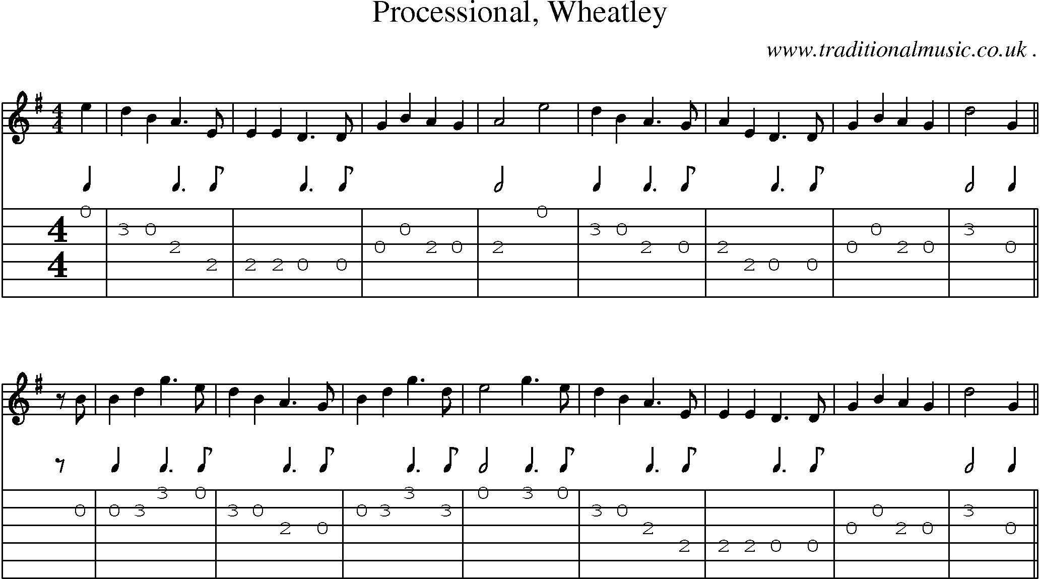 Sheet-Music and Guitar Tabs for Processional Wheatley