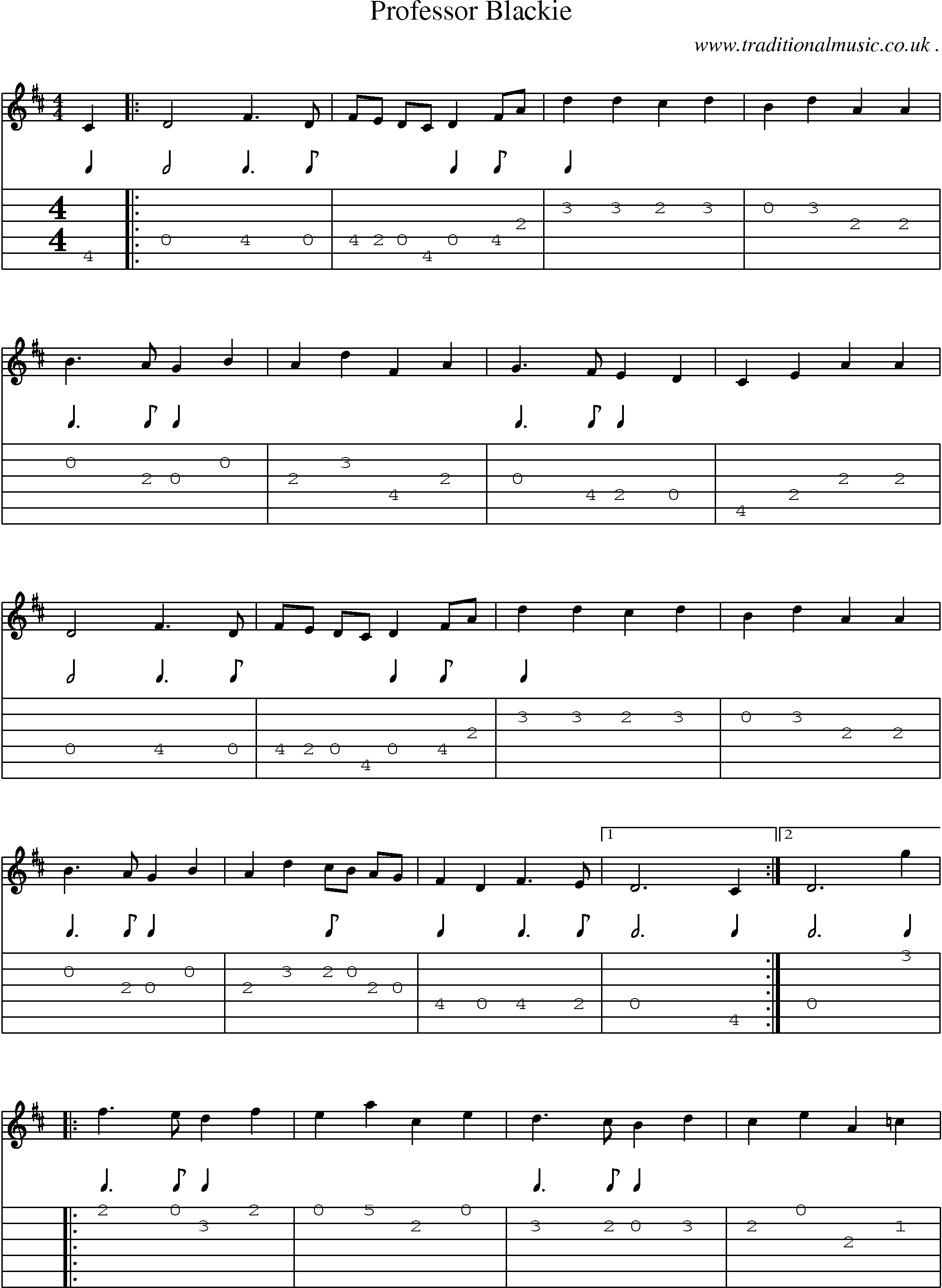 Sheet-Music and Guitar Tabs for Professor Blackie