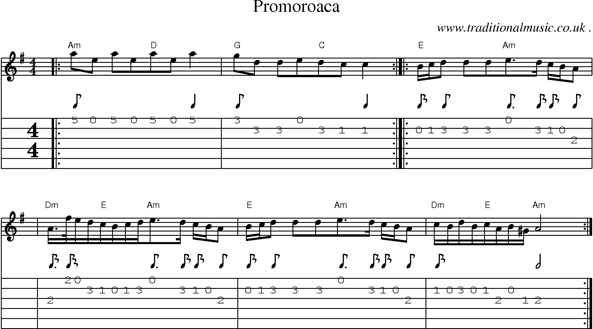 Sheet-Music and Guitar Tabs for Promoroaca