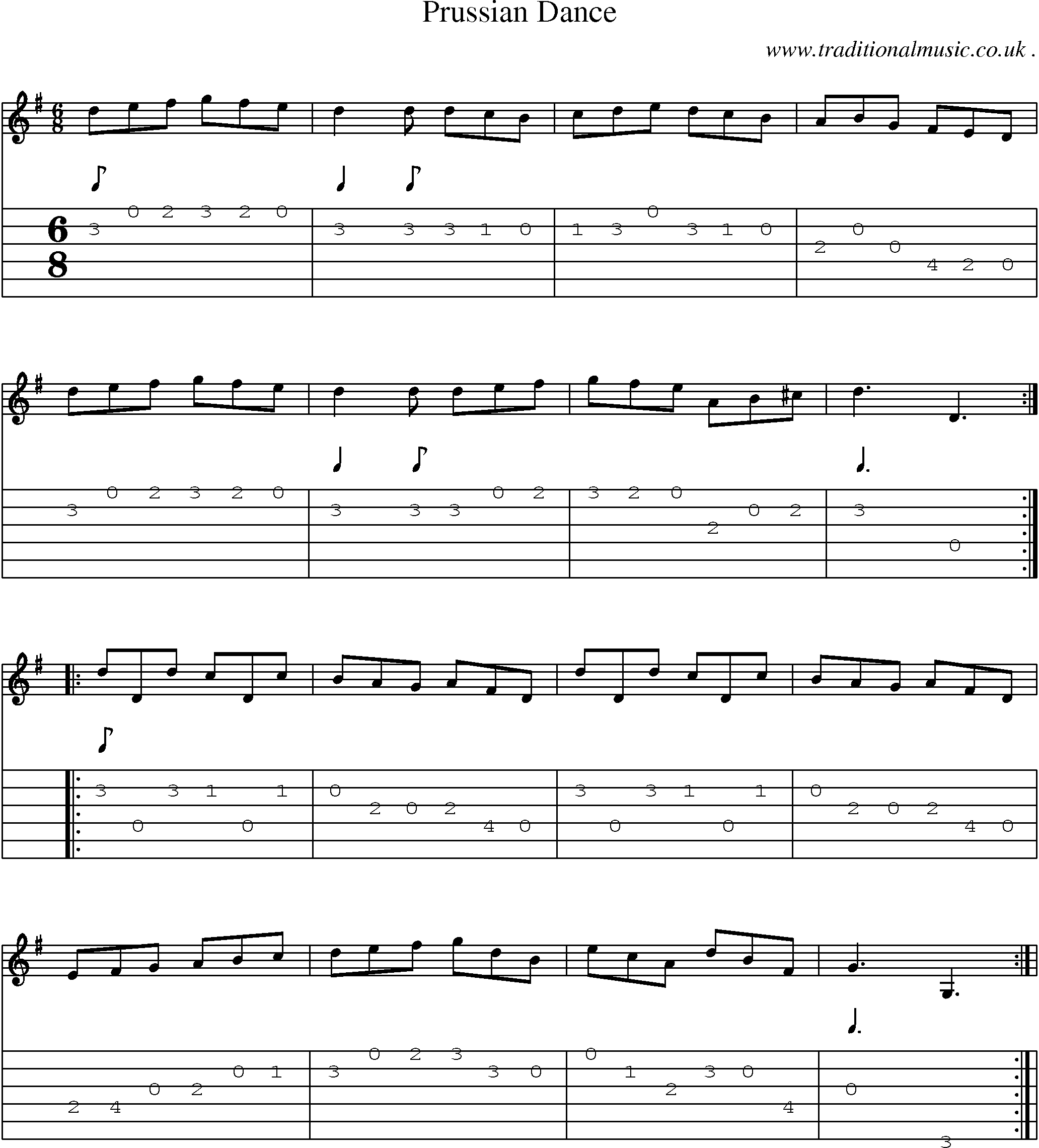 Sheet-Music and Guitar Tabs for Prussian Dance