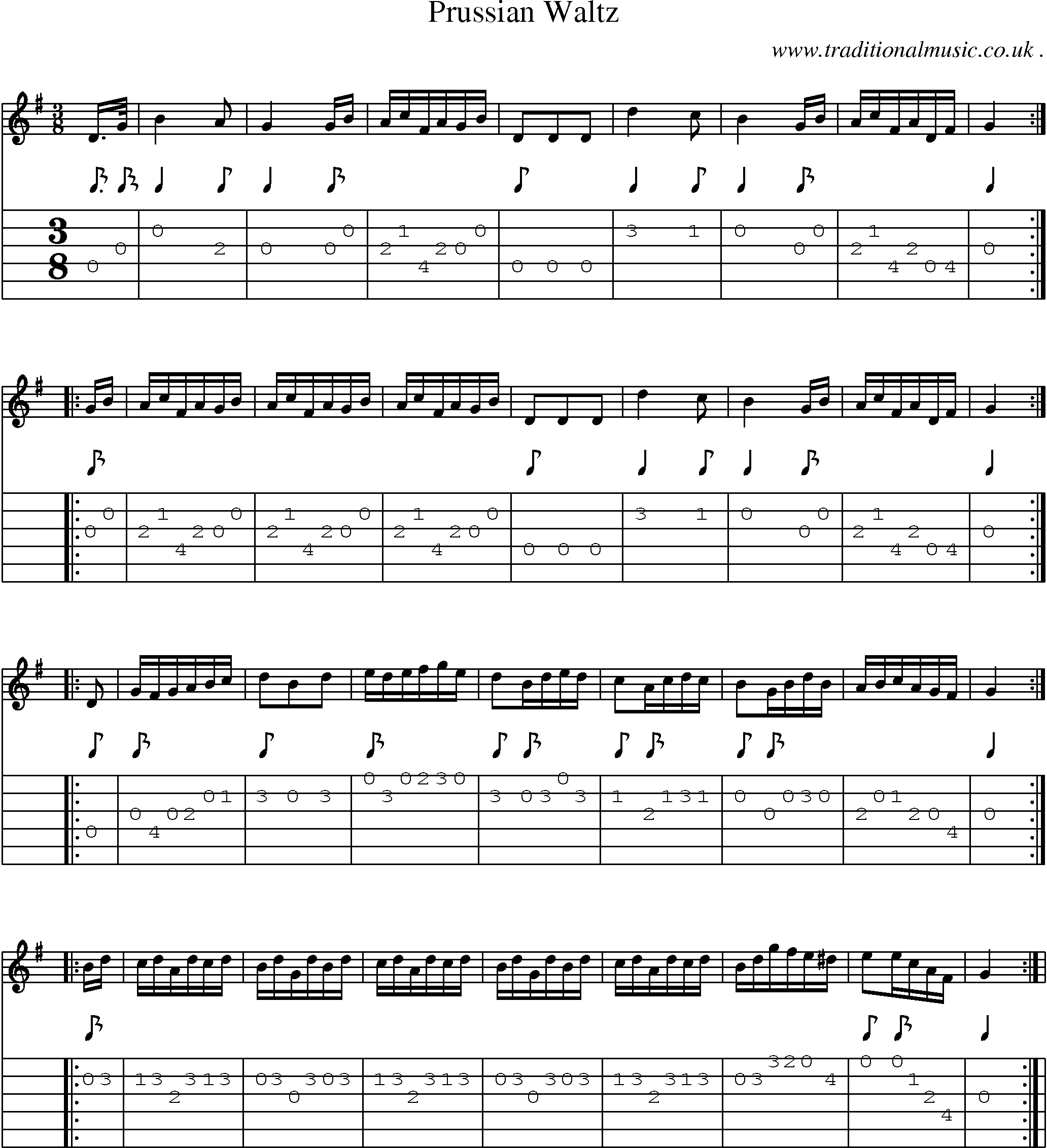 Sheet-Music and Guitar Tabs for Prussian Waltz